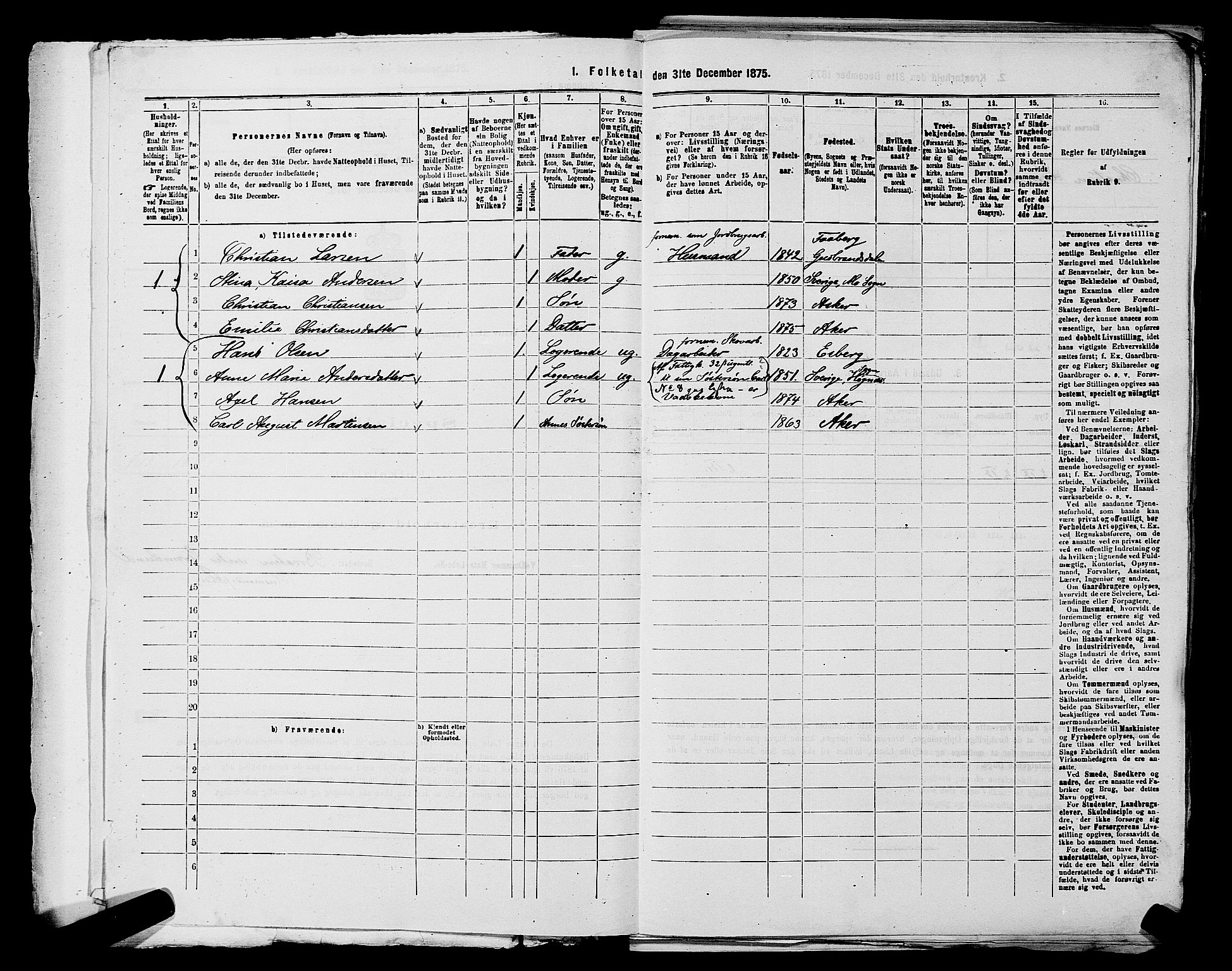 RA, 1875 census for 0218aP Vestre Aker, 1875, p. 1921