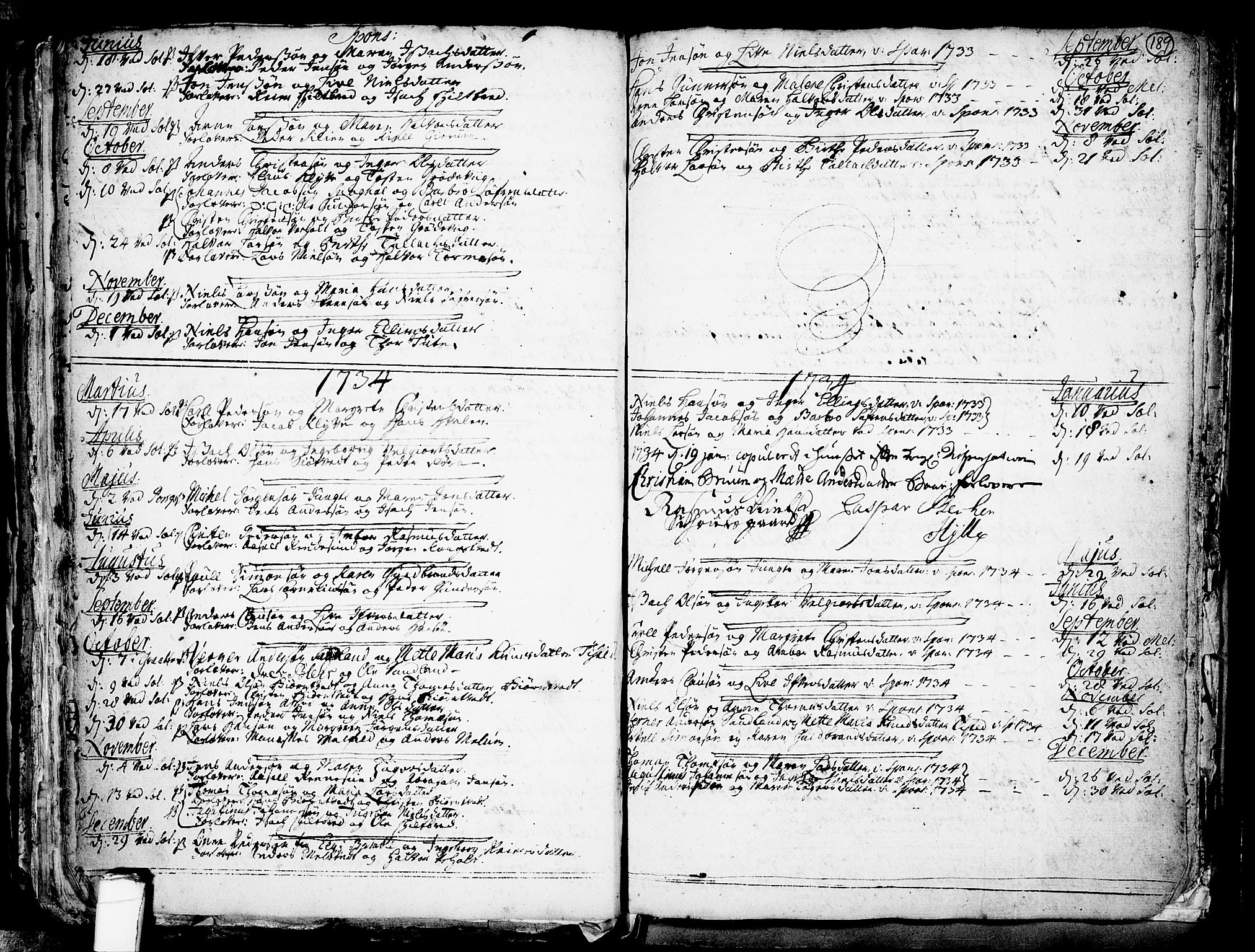Solum kirkebøker, SAKO/A-306/F/Fa/L0002: Parish register (official) no. I 2, 1713-1761, p. 189