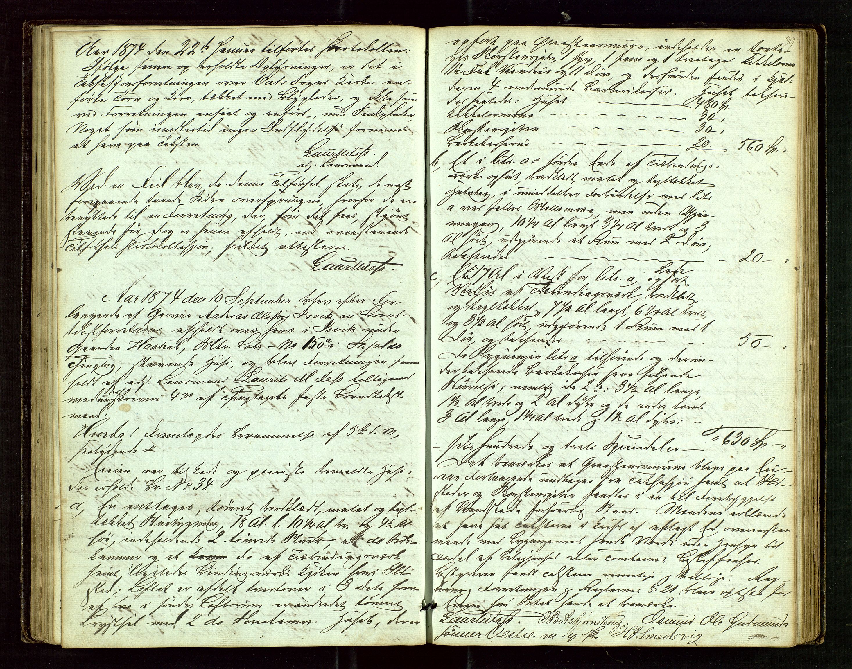 Skjold lensmannskontor, AV/SAST-A-100182/Goa/L0001: "Brandtaxations-Protocol for Skjold Thinglaug i Ryfylke", 1853-1890, p. 38b-39a