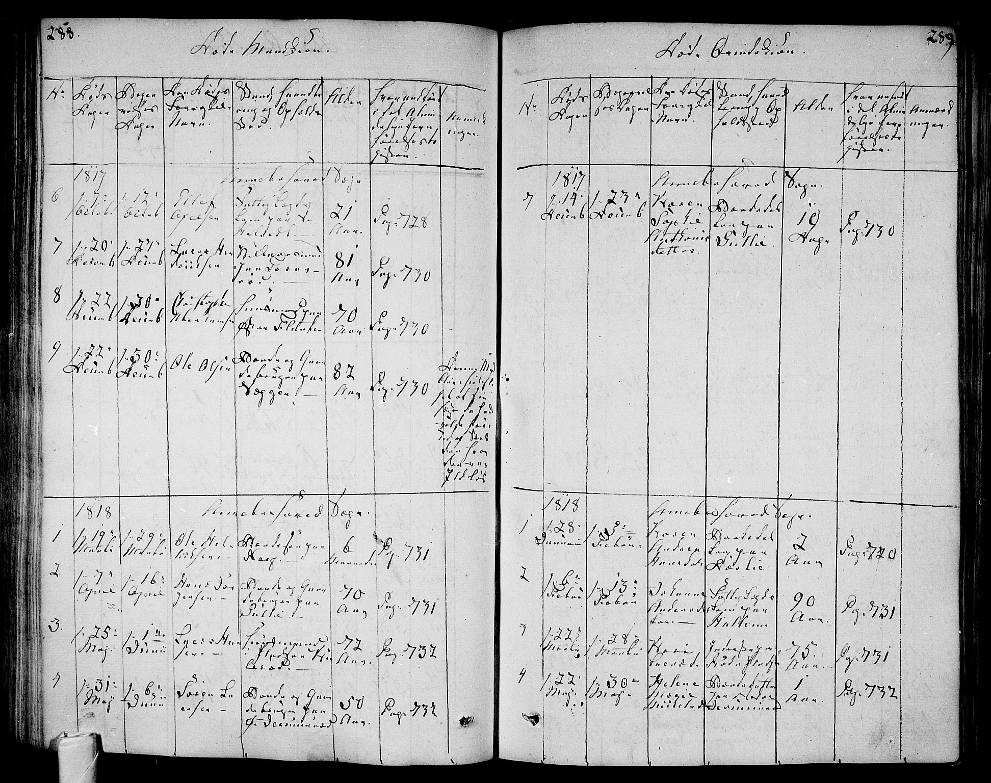 Andebu kirkebøker, AV/SAKO-A-336/F/Fa/L0003: Parish register (official) no. 3 /1, 1803-1828, p. 288-289