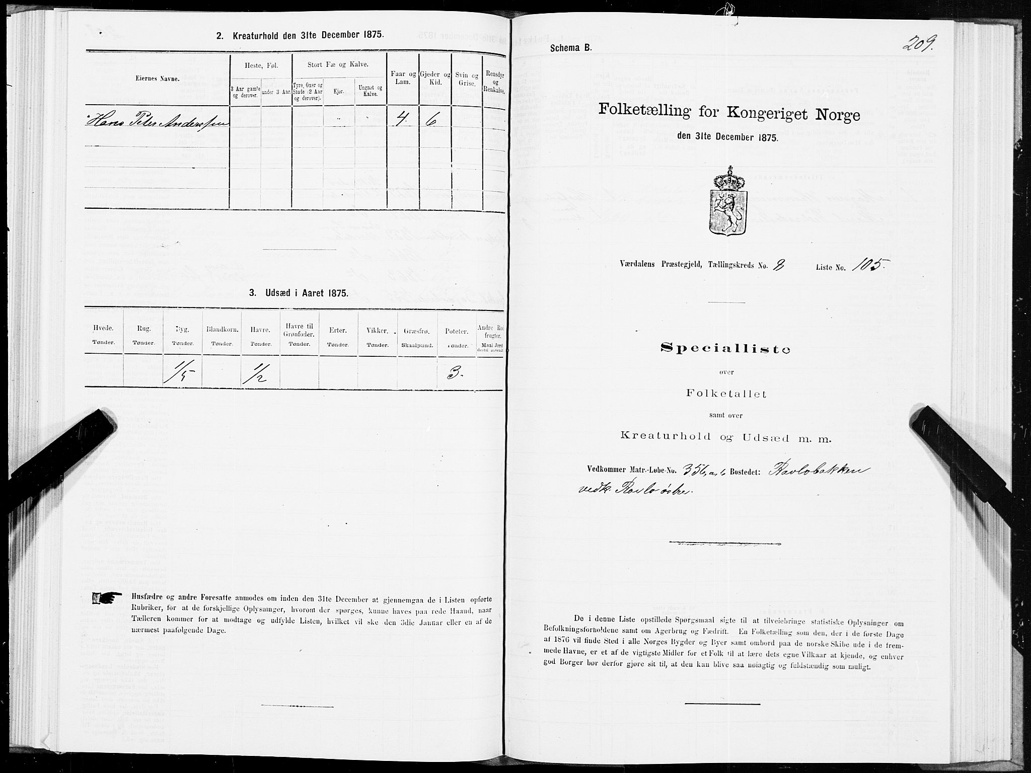 SAT, 1875 census for 1721P Verdal, 1875, p. 5209