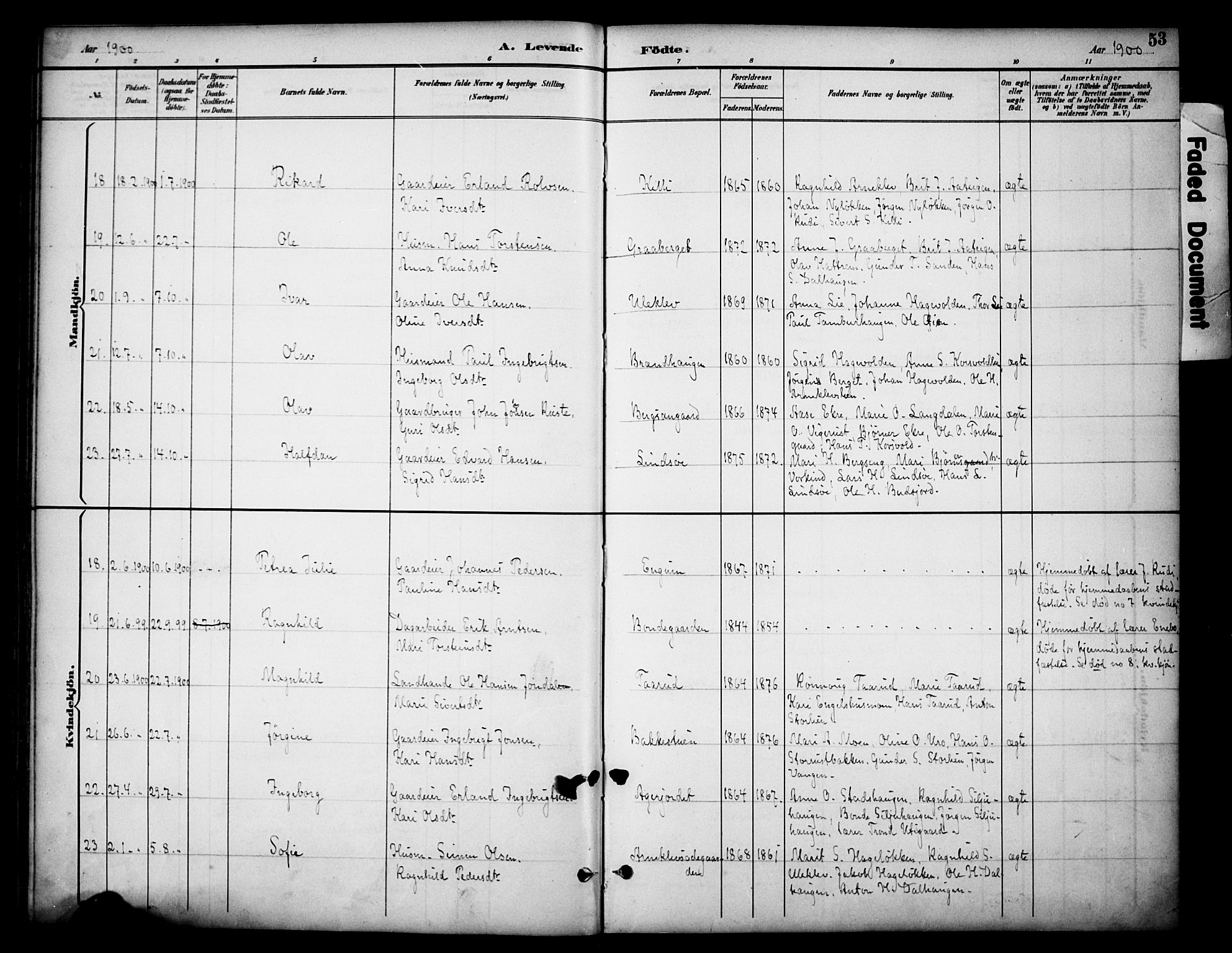 Dovre prestekontor, AV/SAH-PREST-066/H/Ha/Haa/L0003: Parish register (official) no. 3, 1891-1901, p. 53