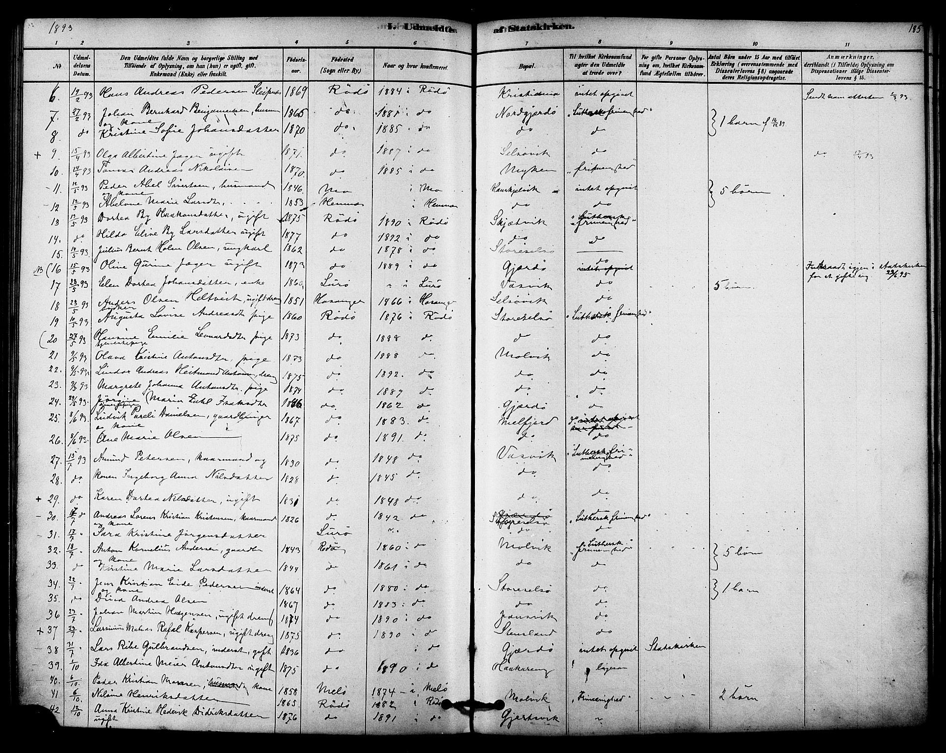 Ministerialprotokoller, klokkerbøker og fødselsregistre - Nordland, AV/SAT-A-1459/841/L0609: Parish register (official) no. 841A13, 1878-1902, p. 185