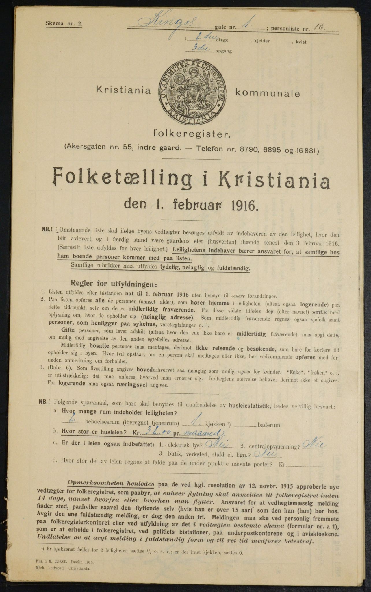 OBA, Municipal Census 1916 for Kristiania, 1916, p. 50631