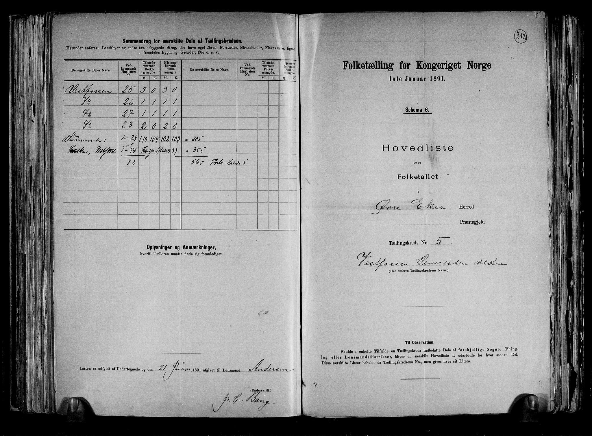 RA, 1891 census for 0624 Øvre Eiker, 1891, p. 14