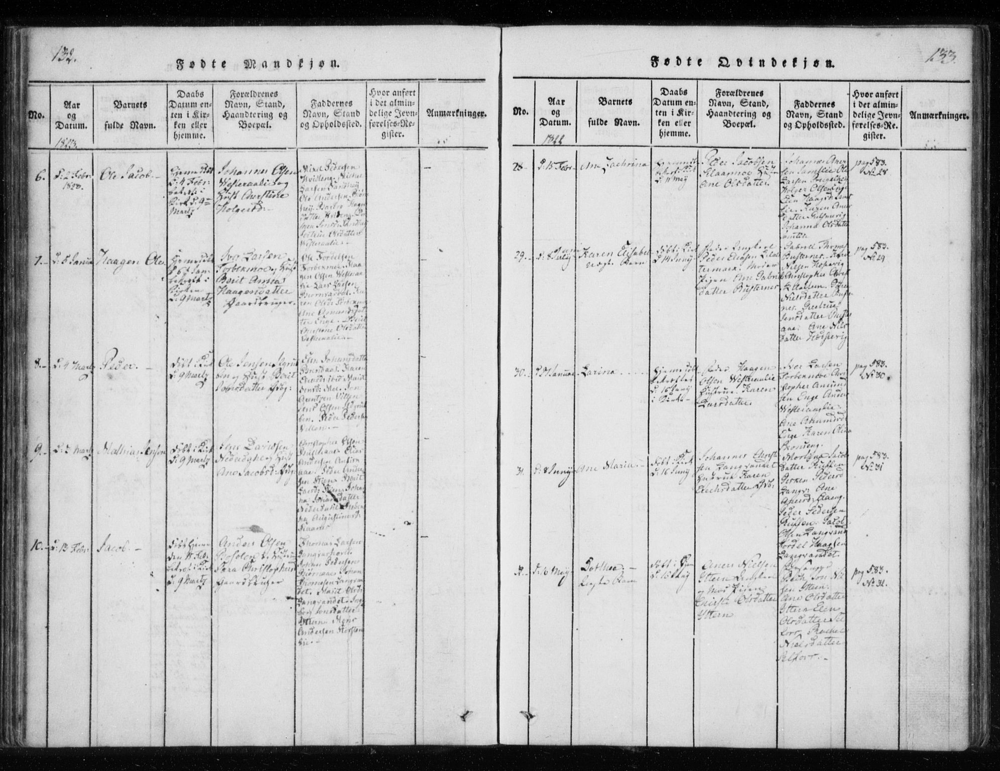 Ministerialprotokoller, klokkerbøker og fødselsregistre - Nordland, SAT/A-1459/825/L0353: Parish register (official) no. 825A07, 1820-1826, p. 132-133