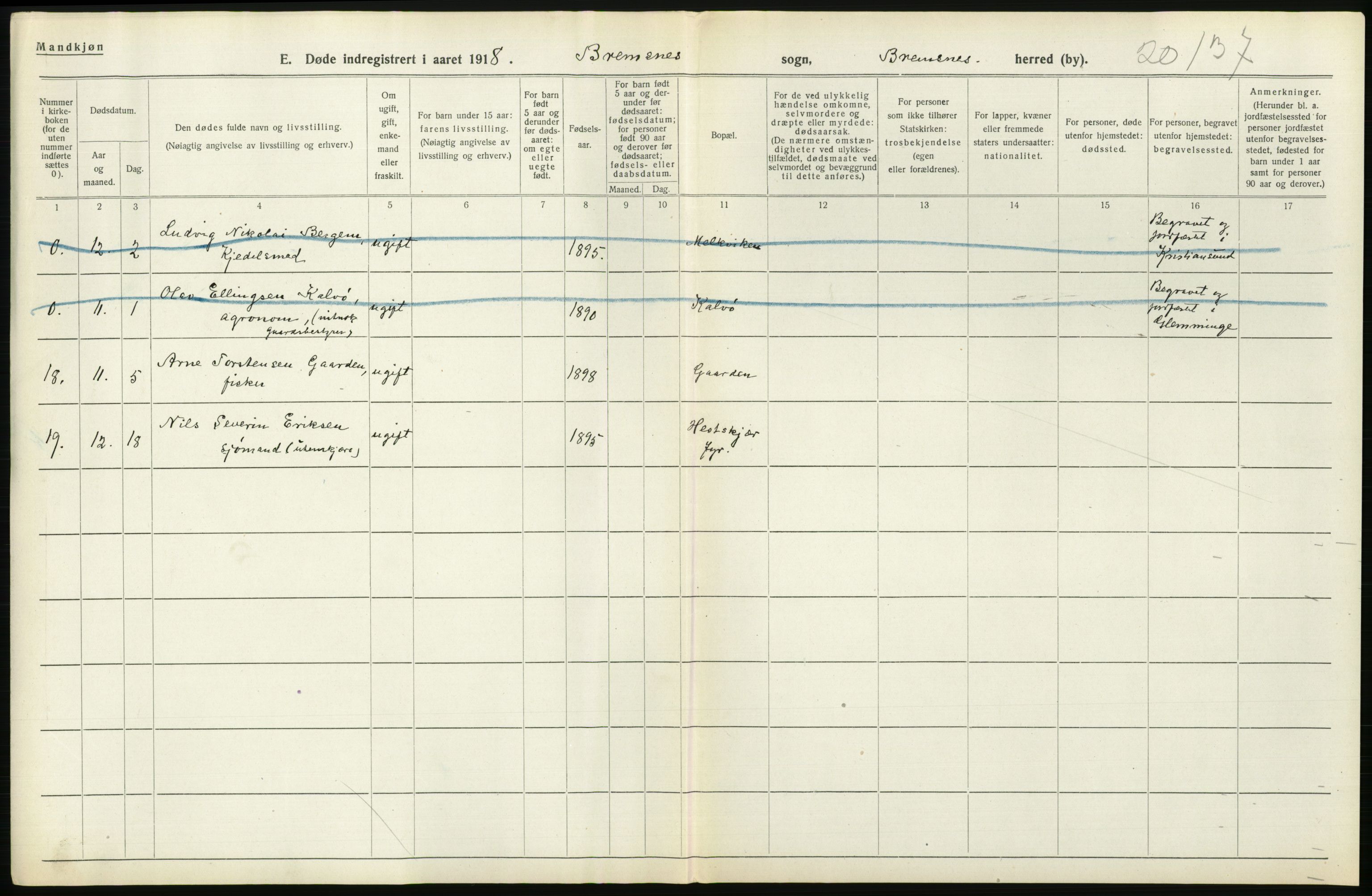 Statistisk sentralbyrå, Sosiodemografiske emner, Befolkning, AV/RA-S-2228/D/Df/Dfb/Dfbh/L0045: Møre fylke: Døde. Bygder og byer., 1918, p. 470