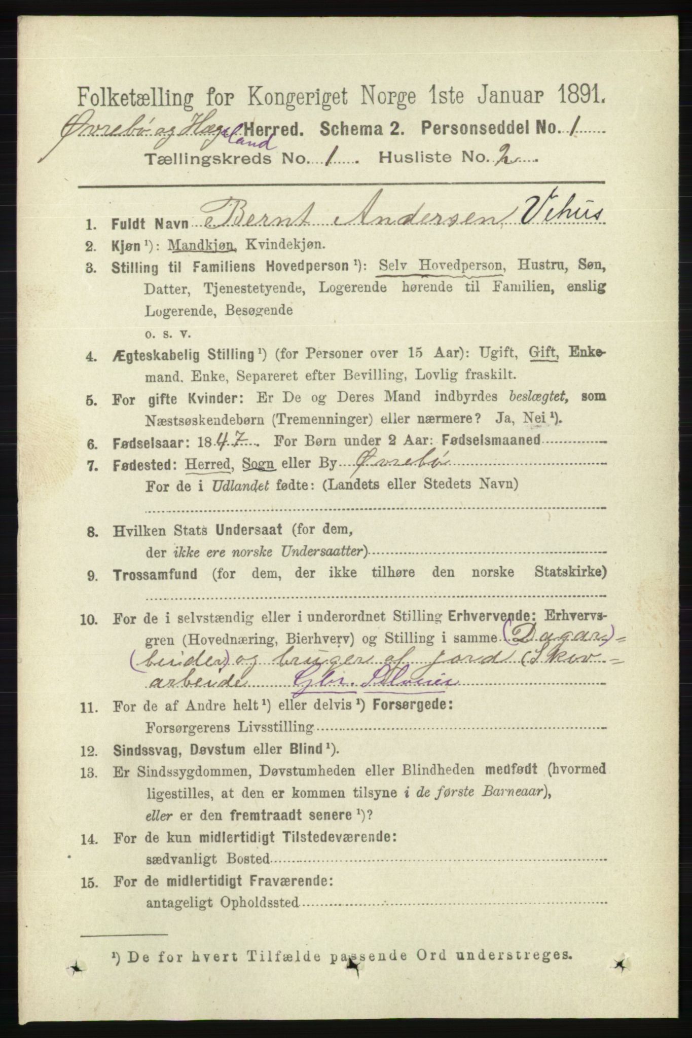 RA, 1891 census for 1016 Øvrebø og Hægeland, 1891, p. 75