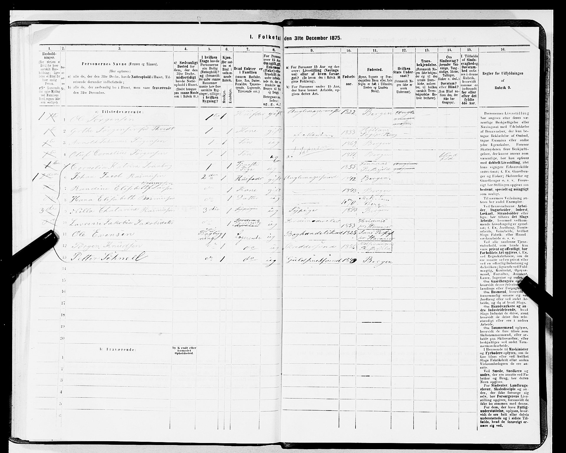 SAB, 1875 census for 1301 Bergen, 1875, p. 1539