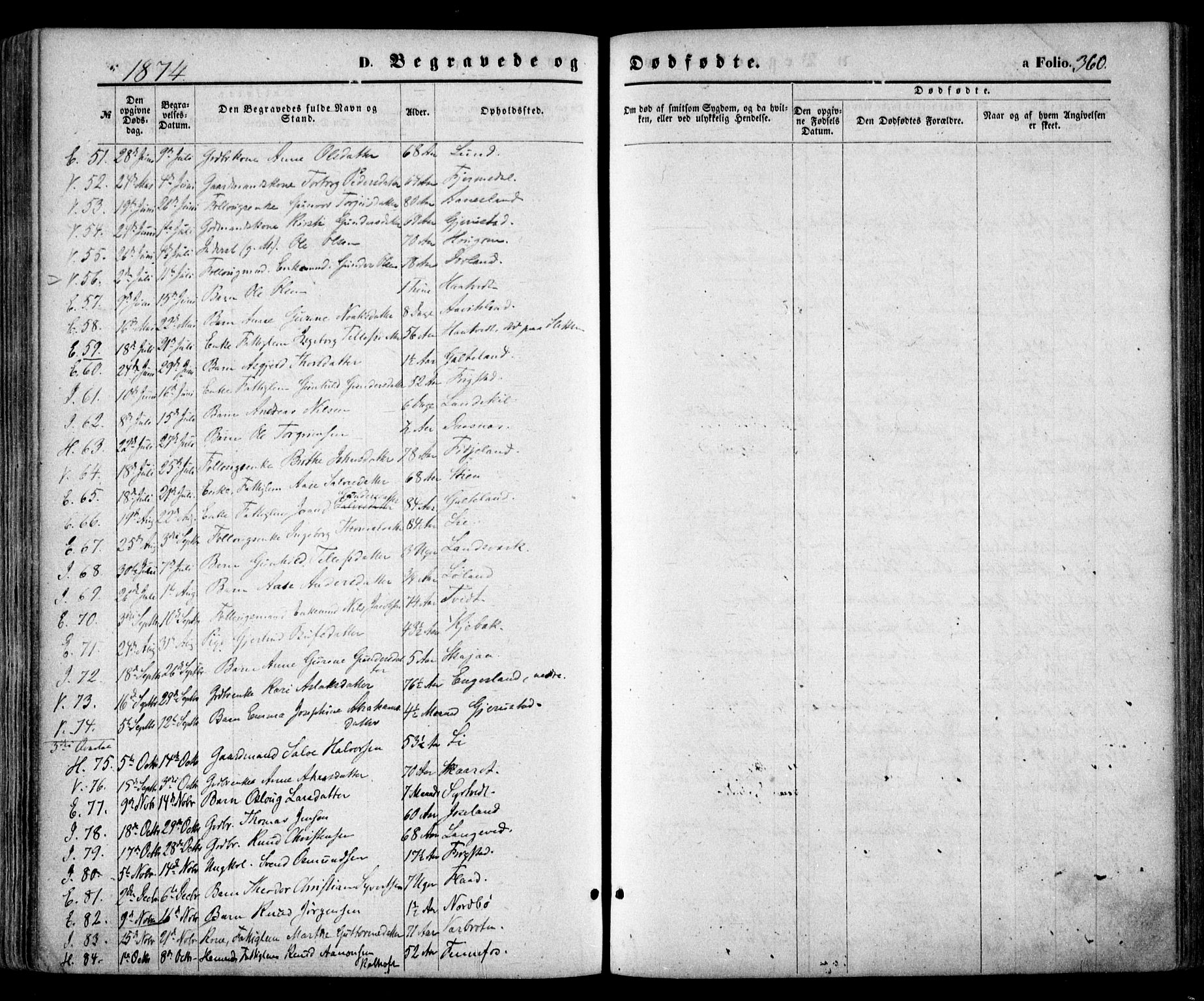 Evje sokneprestkontor, SAK/1111-0008/F/Fa/Faa/L0006: Parish register (official) no. A 6, 1866-1884, p. 360