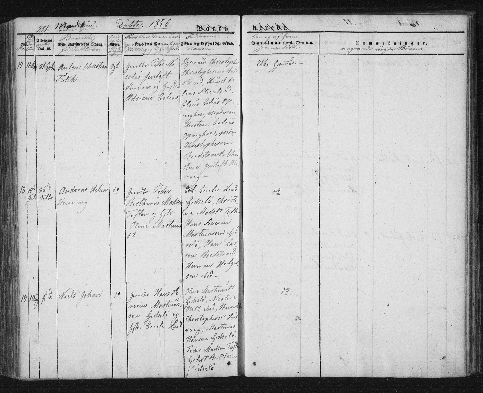 Ministerialprotokoller, klokkerbøker og fødselsregistre - Nordland, AV/SAT-A-1459/893/L1332: Parish register (official) no. 893A05, 1841-1858, p. 281