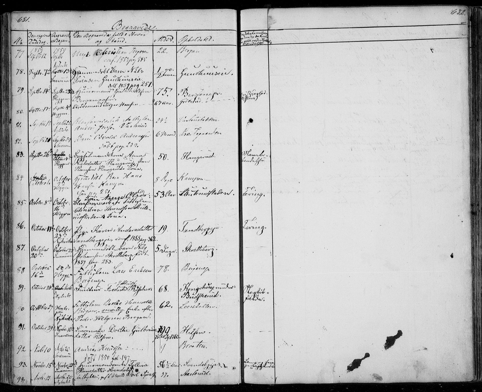 Modum kirkebøker, AV/SAKO-A-234/F/Fa/L0008: Parish register (official) no. 8, 1851-1859, p. 681-682