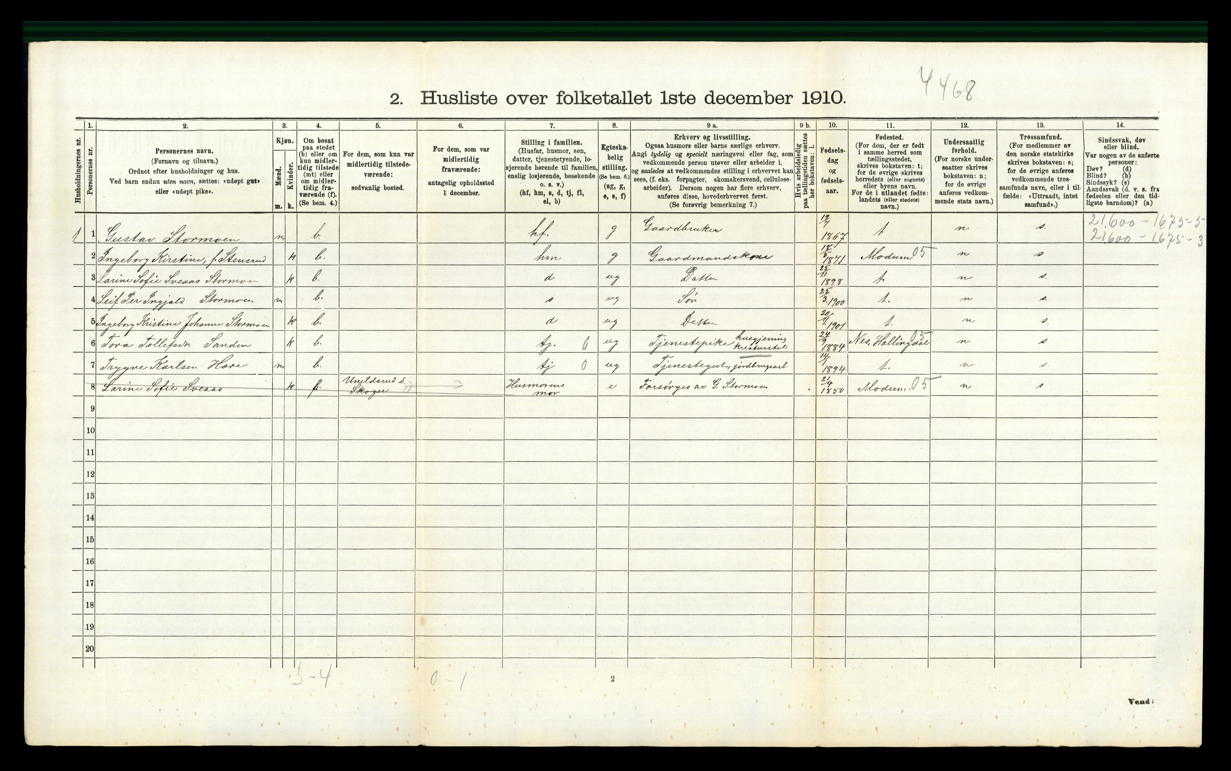 RA, 1910 census for Øvre Eiker, 1910, p. 2100