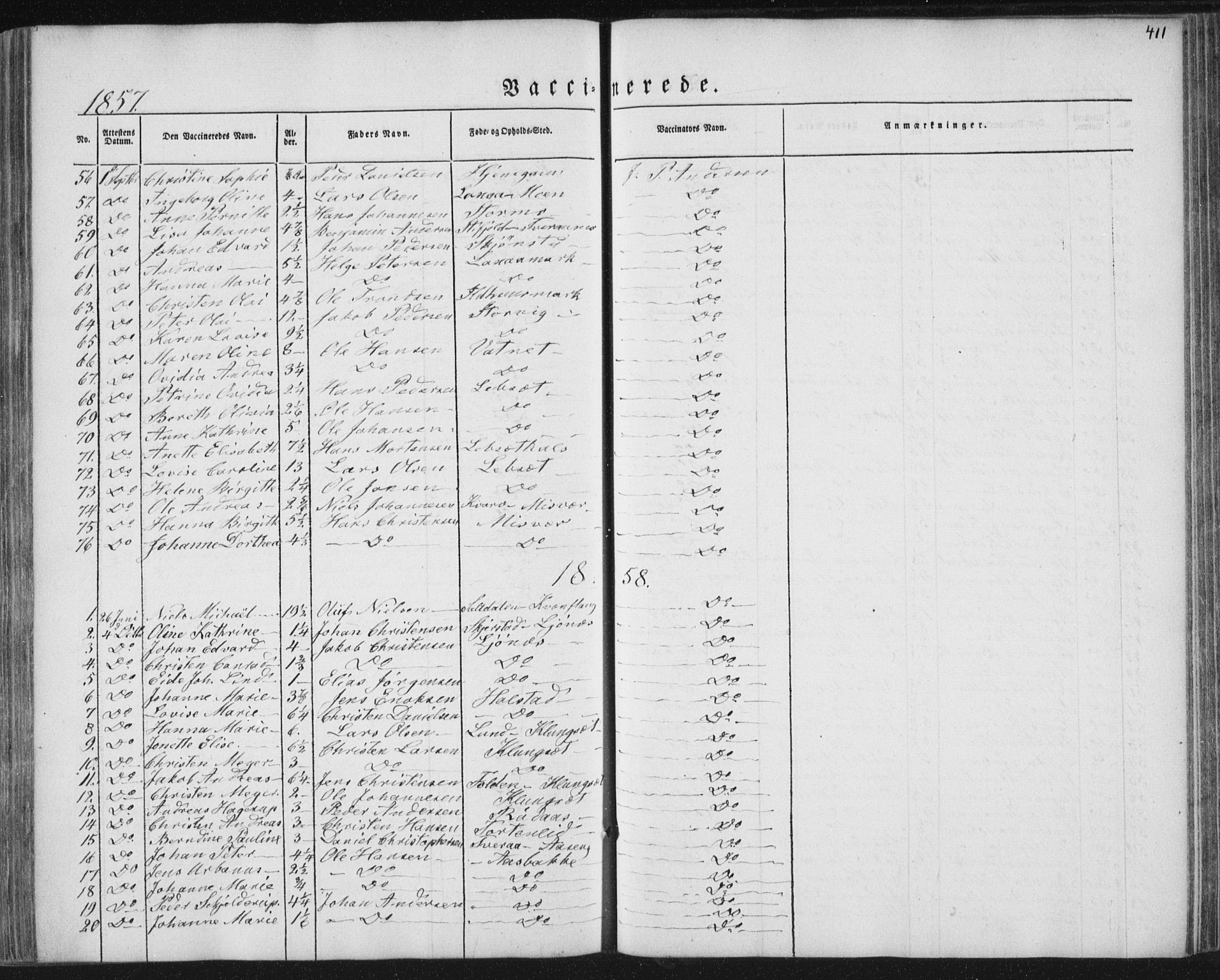Ministerialprotokoller, klokkerbøker og fødselsregistre - Nordland, AV/SAT-A-1459/852/L0738: Parish register (official) no. 852A08, 1849-1865, p. 411