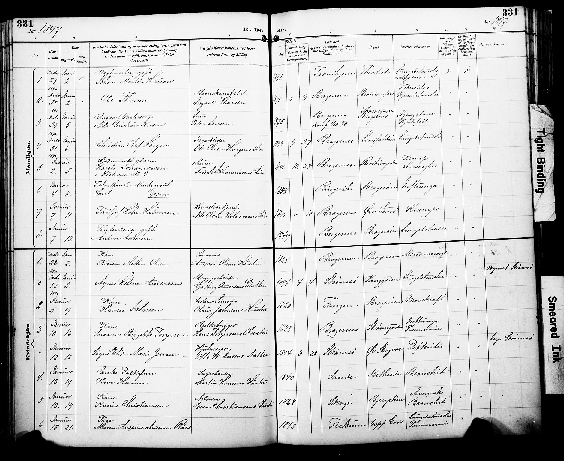 Bragernes kirkebøker, SAKO/A-6/F/Fb/L0008: Parish register (official) no. II 8, 1894-1902, p. 331