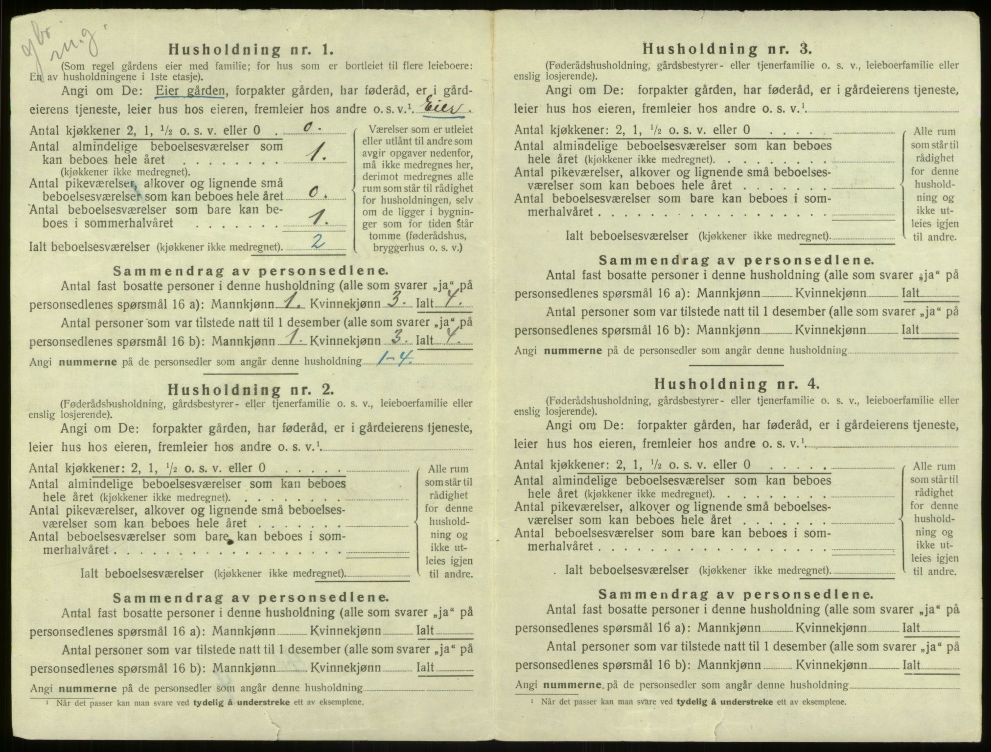 SAB, 1920 census for Aurland, 1920, p. 735