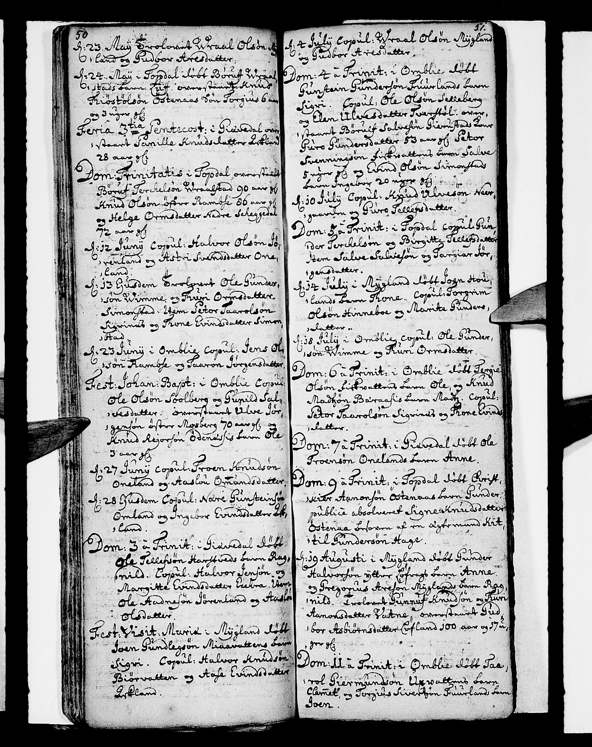 Åmli sokneprestkontor, AV/SAK-1111-0050/F/Fa/Fac/L0001: Parish register (official) no. A 1, 1711-1740, p. 50-51