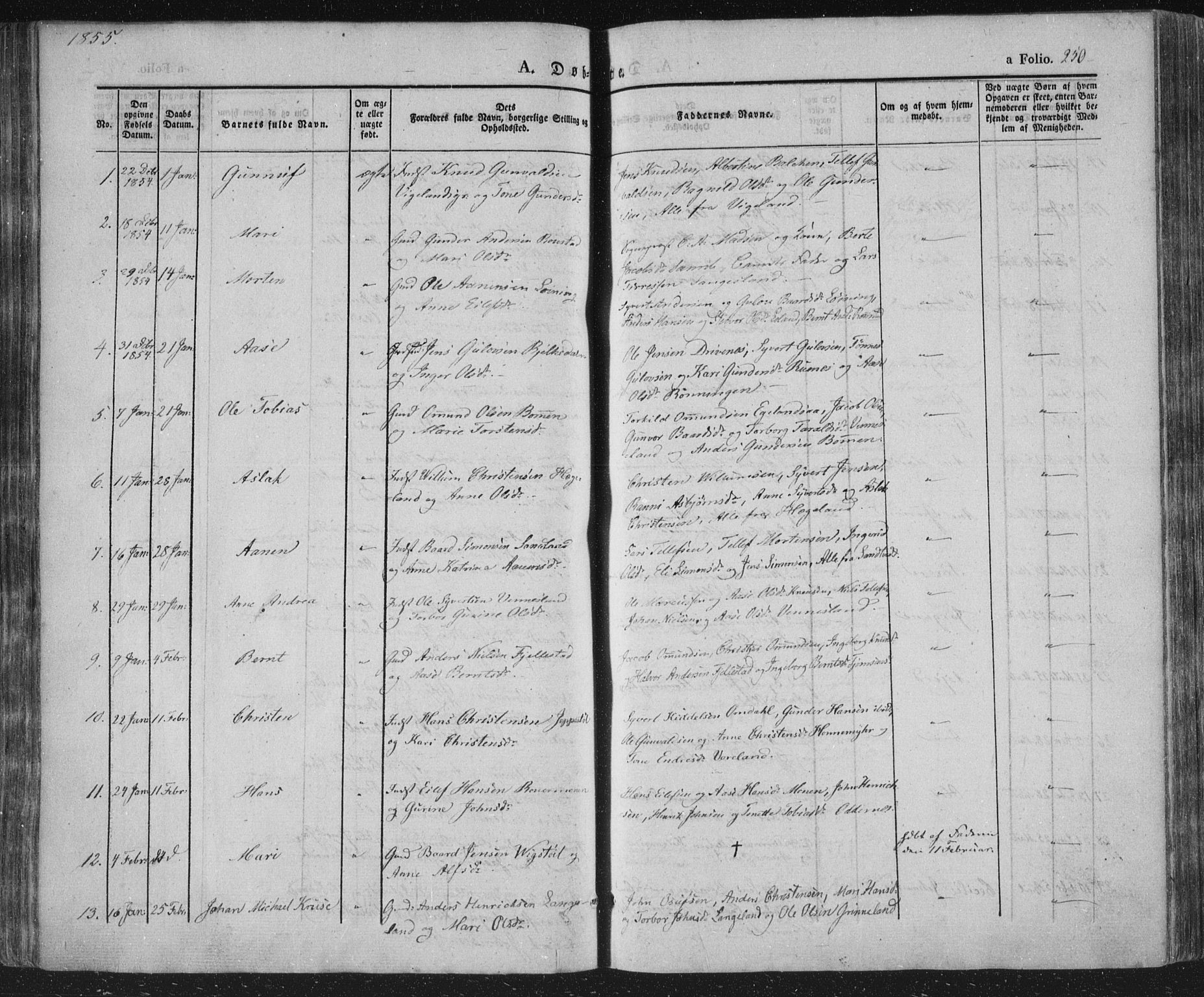 Vennesla sokneprestkontor, AV/SAK-1111-0045/Fa/Fac/L0004: Parish register (official) no. A 4, 1834-1855, p. 250