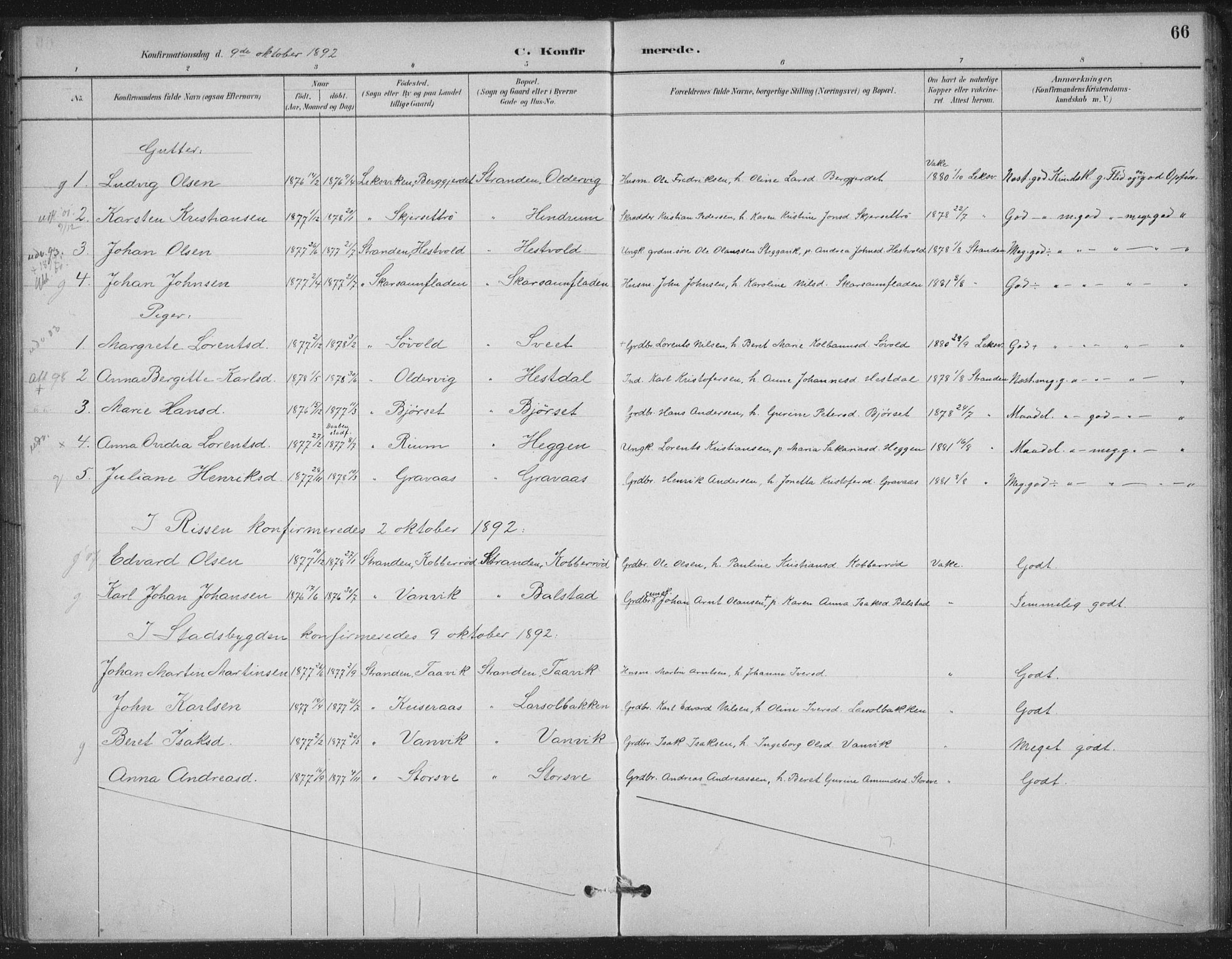Ministerialprotokoller, klokkerbøker og fødselsregistre - Nord-Trøndelag, SAT/A-1458/702/L0023: Parish register (official) no. 702A01, 1883-1897, p. 66