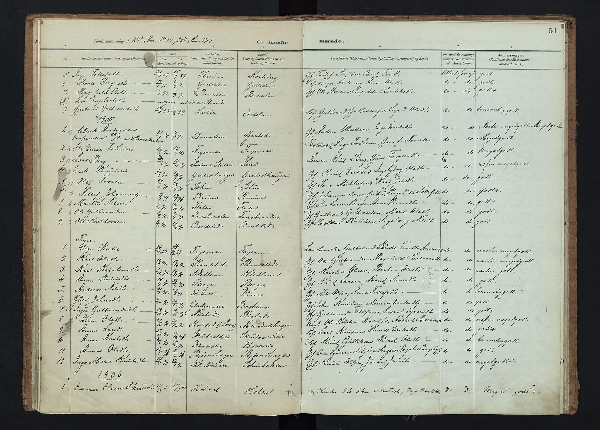Nord-Aurdal prestekontor, SAH/PREST-132/H/Ha/Haa/L0015: Parish register (official) no. 15, 1896-1914, p. 51