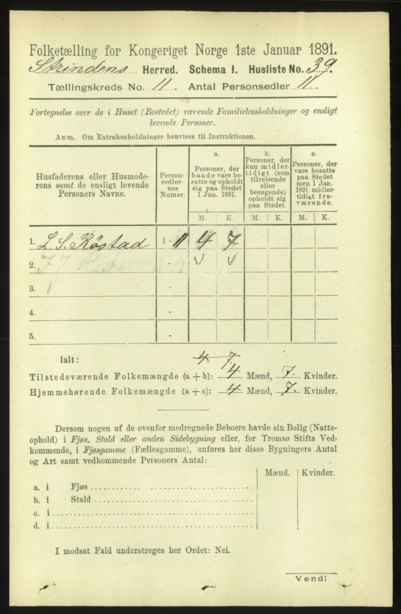 RA, 1891 census for 1660 Strinda, 1891, p. 9193