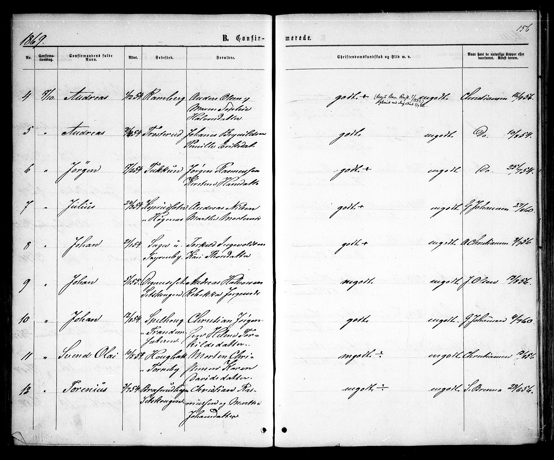 Rødenes prestekontor Kirkebøker, AV/SAO-A-2005/F/Fa/L0008: Parish register (official) no. I 8, 1869-1879, p. 156