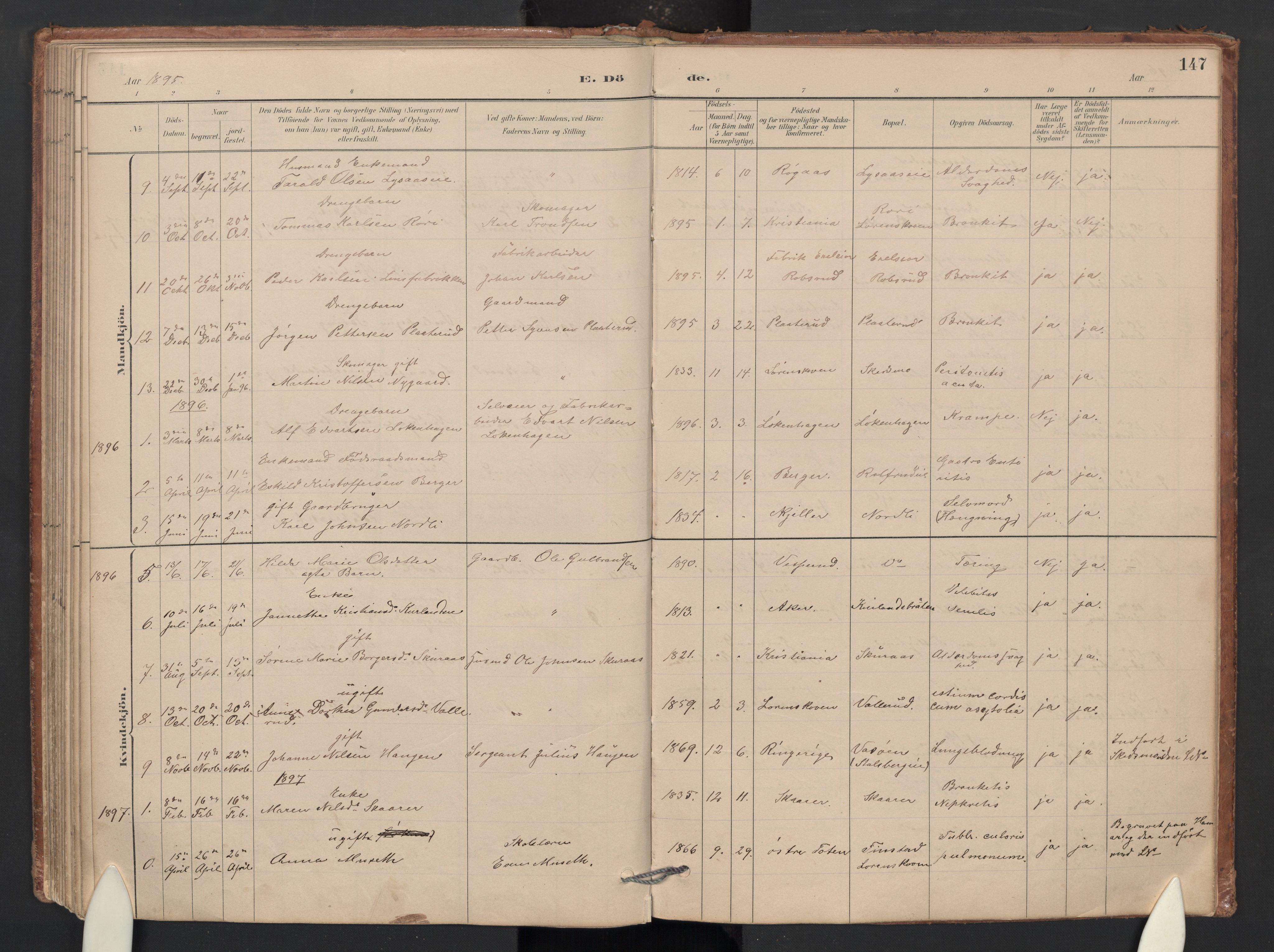 Skedsmo prestekontor Kirkebøker, AV/SAO-A-10033a/G/Gb/L0001: Parish register (copy) no. II 1, 1883-1903, p. 147