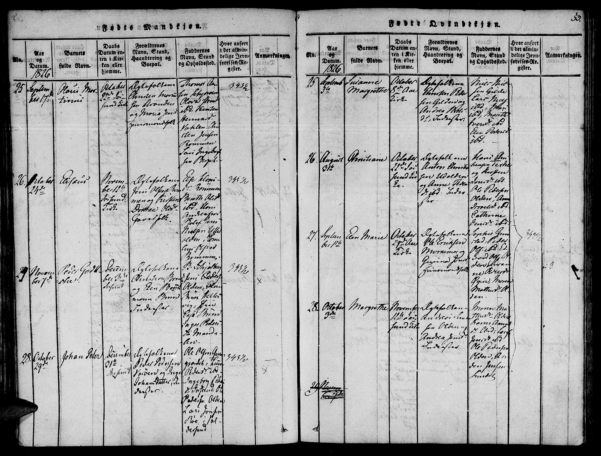 Ministerialprotokoller, klokkerbøker og fødselsregistre - Sør-Trøndelag, SAT/A-1456/655/L0675: Parish register (official) no. 655A04, 1818-1830, p. 53
