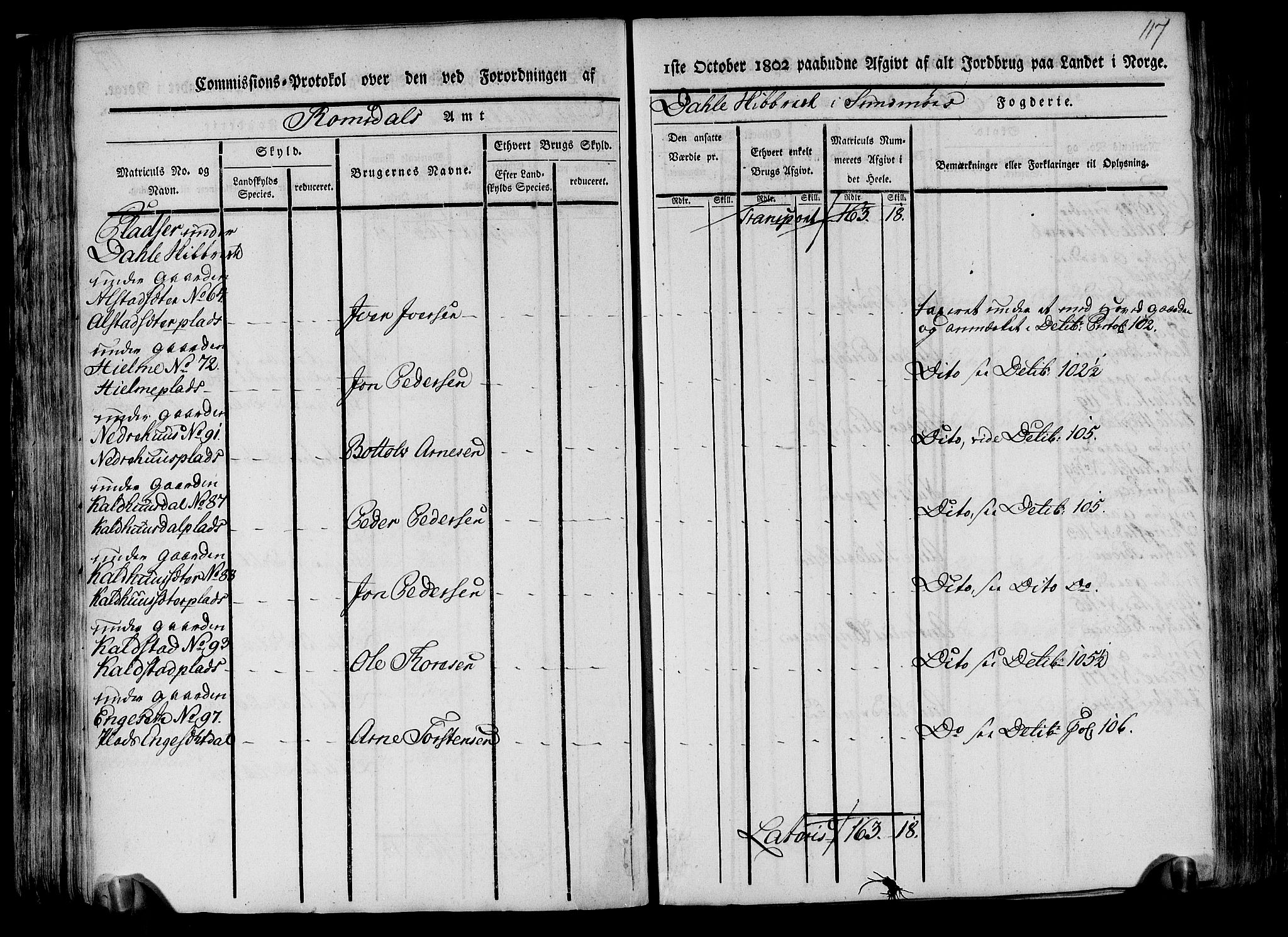 Rentekammeret inntil 1814, Realistisk ordnet avdeling, RA/EA-4070/N/Ne/Nea/L0123: Sunnmøre fogderi. Kommisjonsprotokoll for fogderiets nordre del - Valle, Dale, Sunnylven, Vatne, Grytten og Borgund skipreider, 1803, p. 119