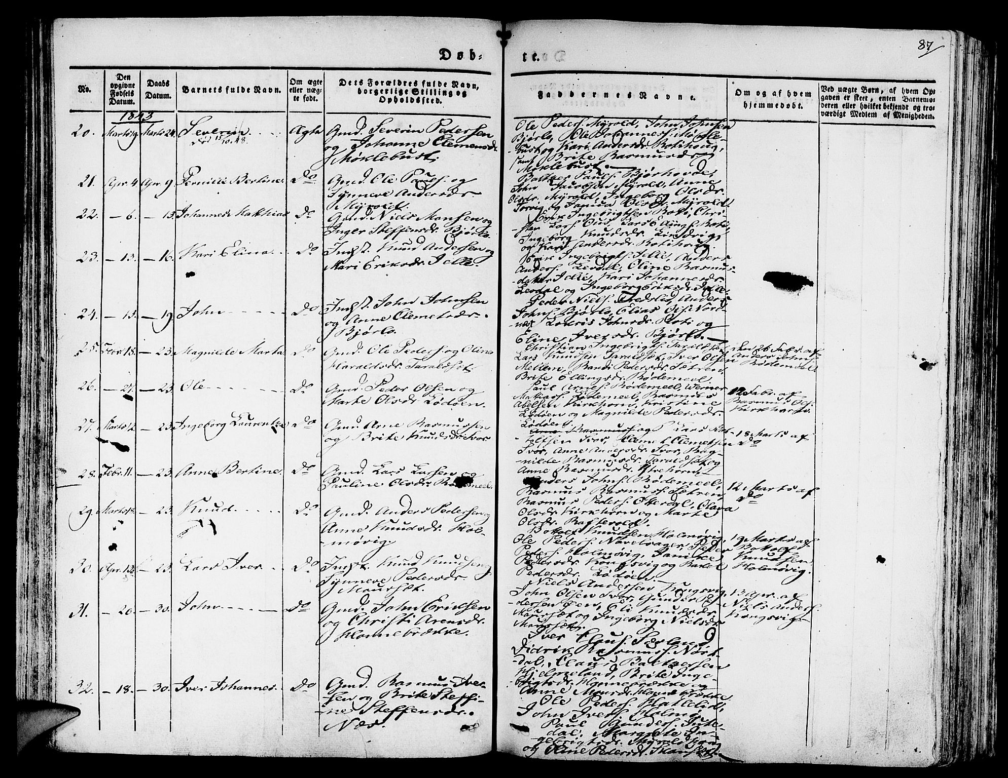 Eid sokneprestembete, AV/SAB-A-82301/H/Haa/Haaa/L0006: Parish register (official) no. A 6, 1831-1843, p. 87