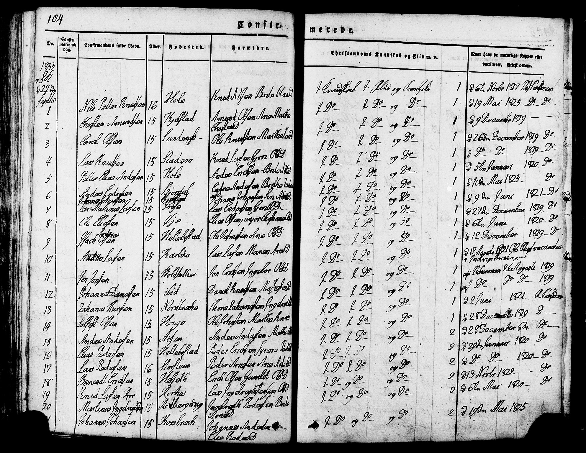 Ministerialprotokoller, klokkerbøker og fødselsregistre - Møre og Romsdal, AV/SAT-A-1454/517/L0221: Parish register (official) no. 517A01, 1827-1858, p. 104