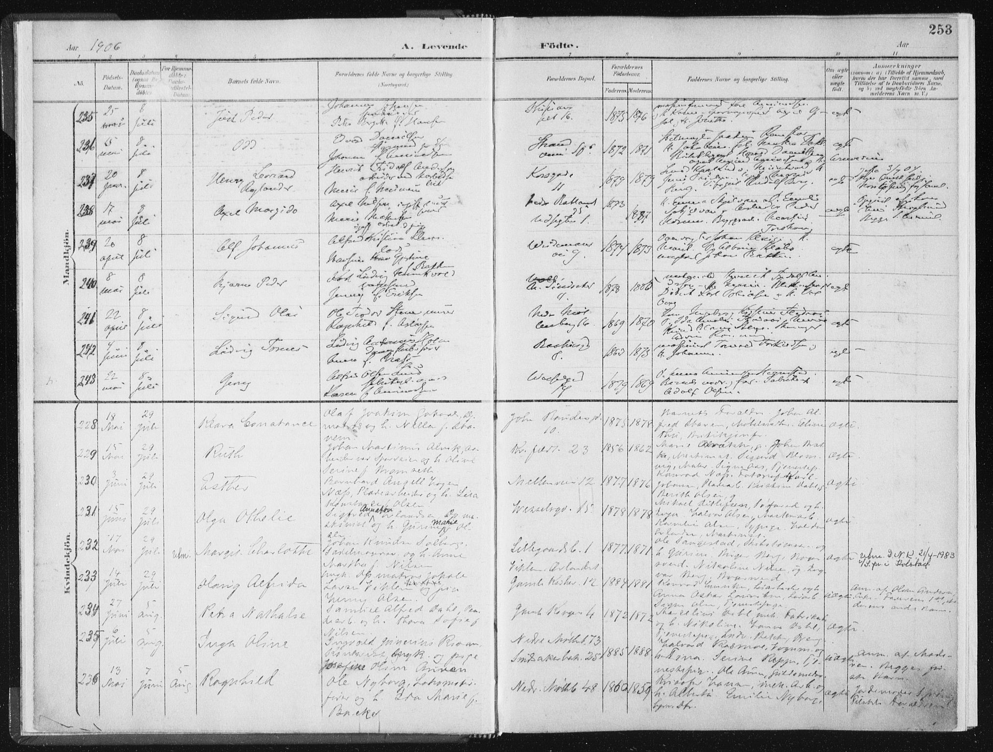 Ministerialprotokoller, klokkerbøker og fødselsregistre - Sør-Trøndelag, AV/SAT-A-1456/604/L0200: Parish register (official) no. 604A20II, 1901-1908, p. 253