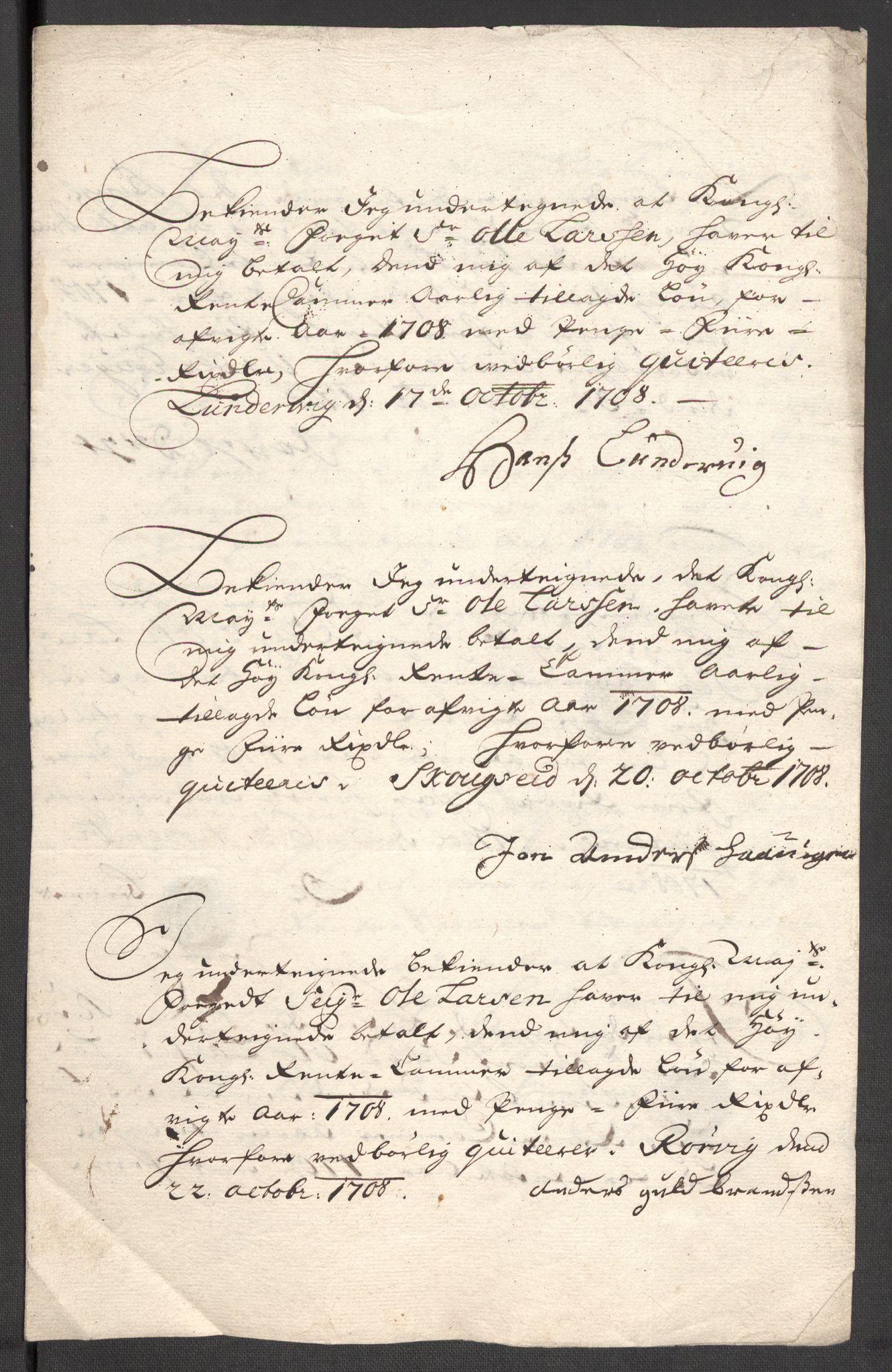 Rentekammeret inntil 1814, Reviderte regnskaper, Fogderegnskap, AV/RA-EA-4092/R48/L2985: Fogderegnskap Sunnhordland og Hardanger, 1708, p. 306