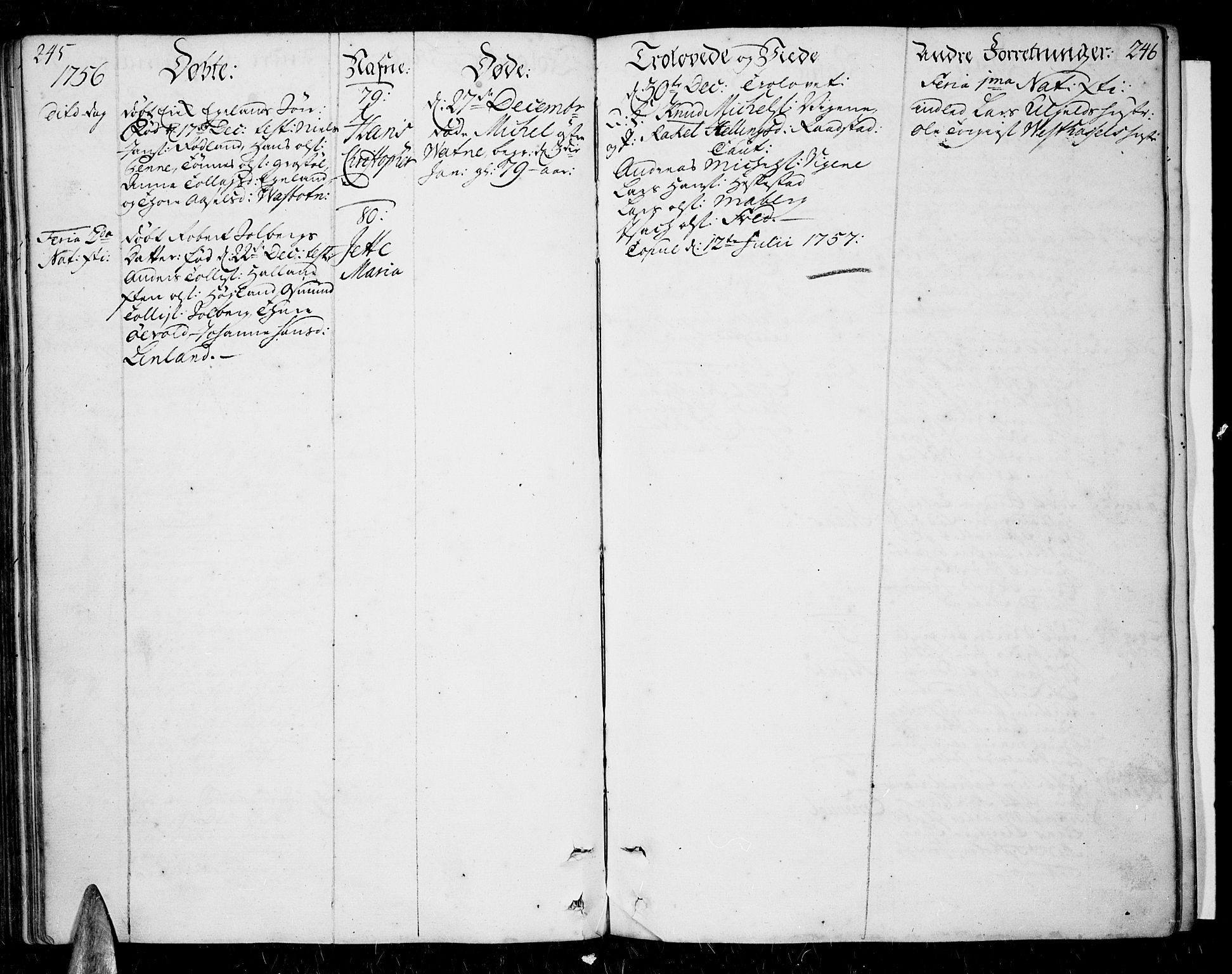 Lista sokneprestkontor, SAK/1111-0027/F/Fa/L0003: Parish register (official) no. A 3 /1, 1743-1767, p. 245-246