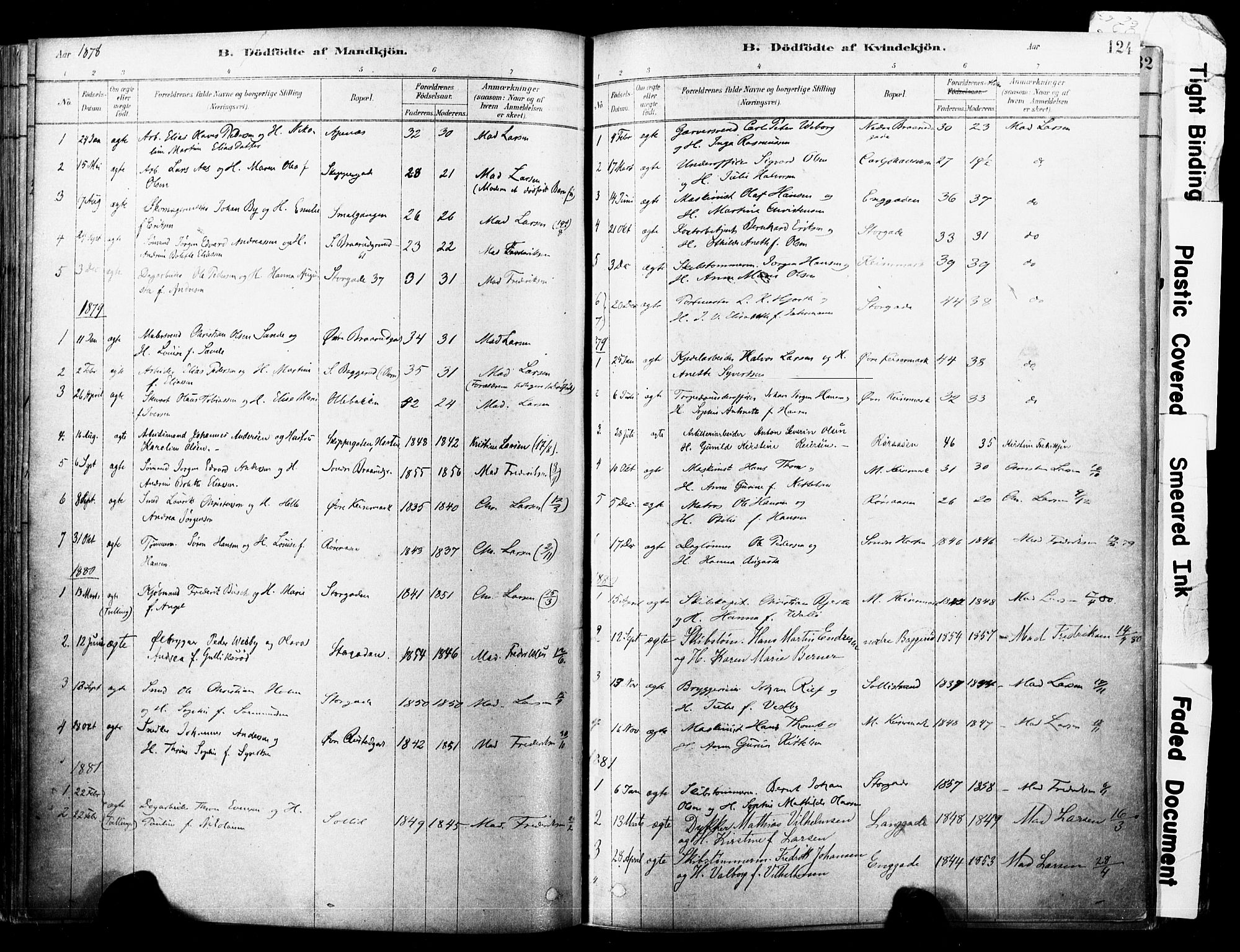 Horten kirkebøker, AV/SAKO-A-348/F/Fa/L0003: Parish register (official) no. 3, 1878-1887, p. 124