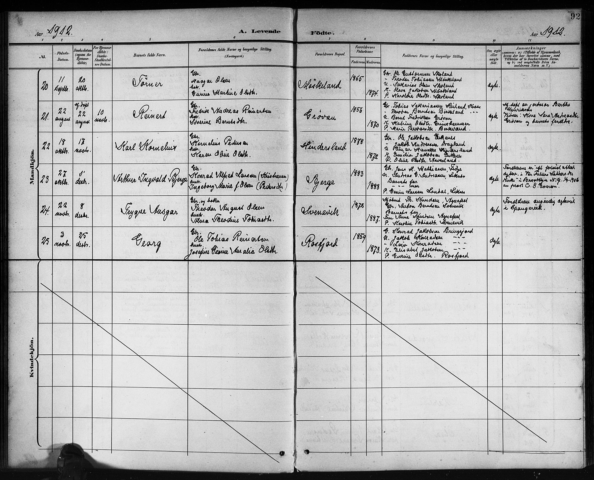 Lyngdal sokneprestkontor, AV/SAK-1111-0029/F/Fb/Fbc/L0005: Parish register (copy) no. B 5, 1897-1913, p. 92
