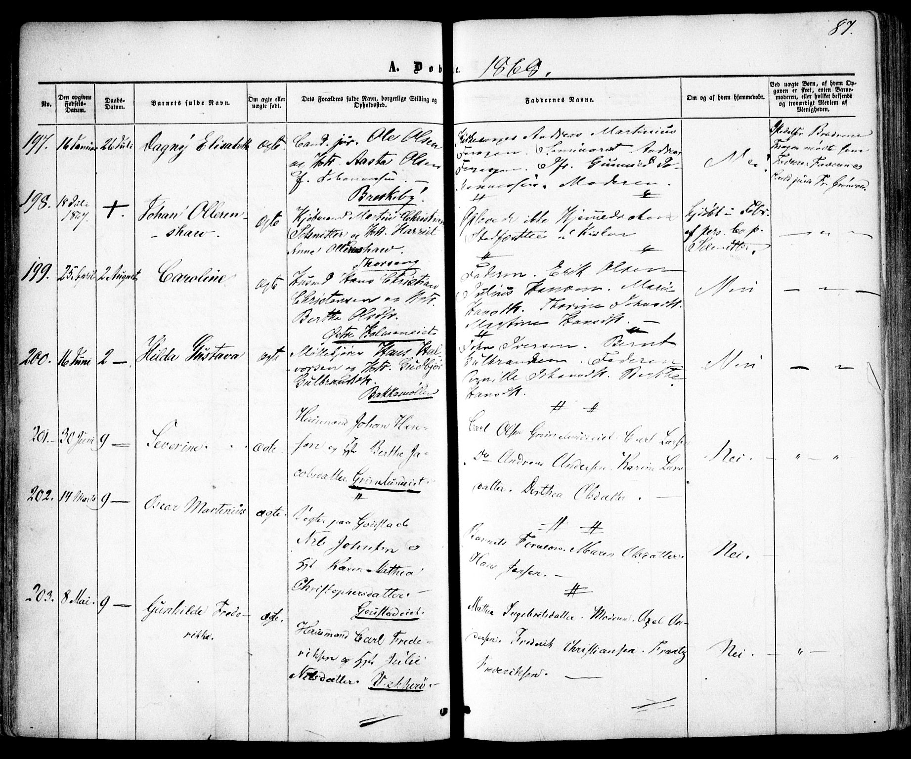 Vestre Aker prestekontor Kirkebøker, AV/SAO-A-10025/F/Fa/L0004: Parish register (official) no. 4, 1857-1877, p. 87