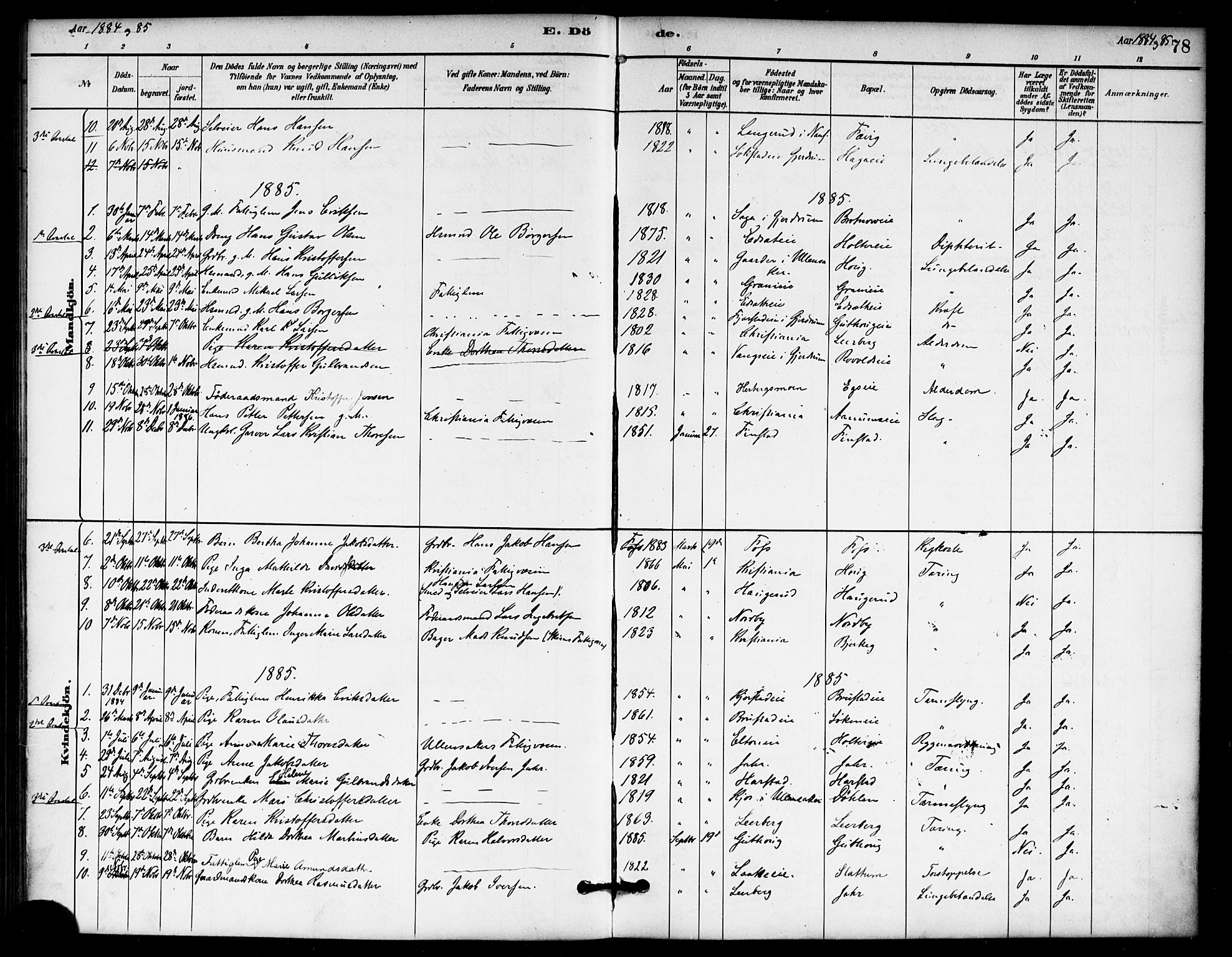 Nannestad prestekontor Kirkebøker, SAO/A-10414a/F/Fb/L0001: Parish register (official) no. II 1, 1881-1890, p. 78