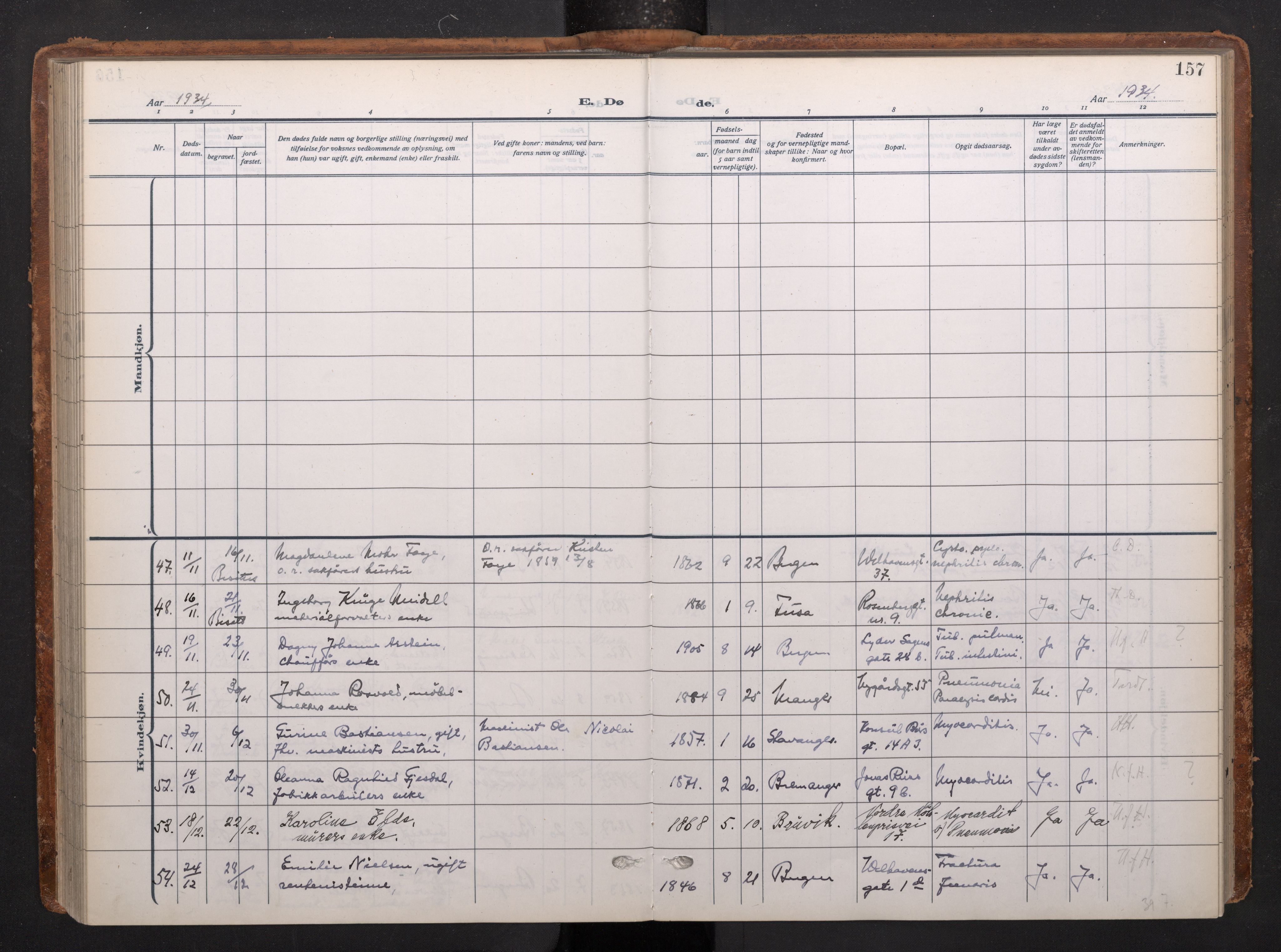 Johanneskirken sokneprestembete, AV/SAB-A-76001/H/Haa/L0020: Parish register (official) no. E 2, 1916-1951, p. 157