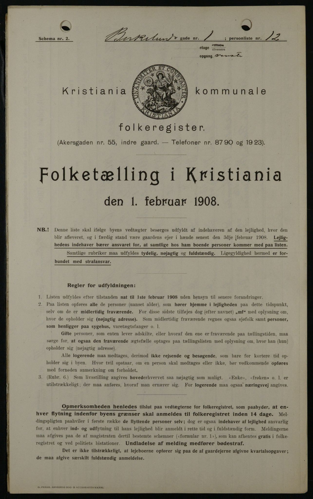 OBA, Municipal Census 1908 for Kristiania, 1908, p. 4967