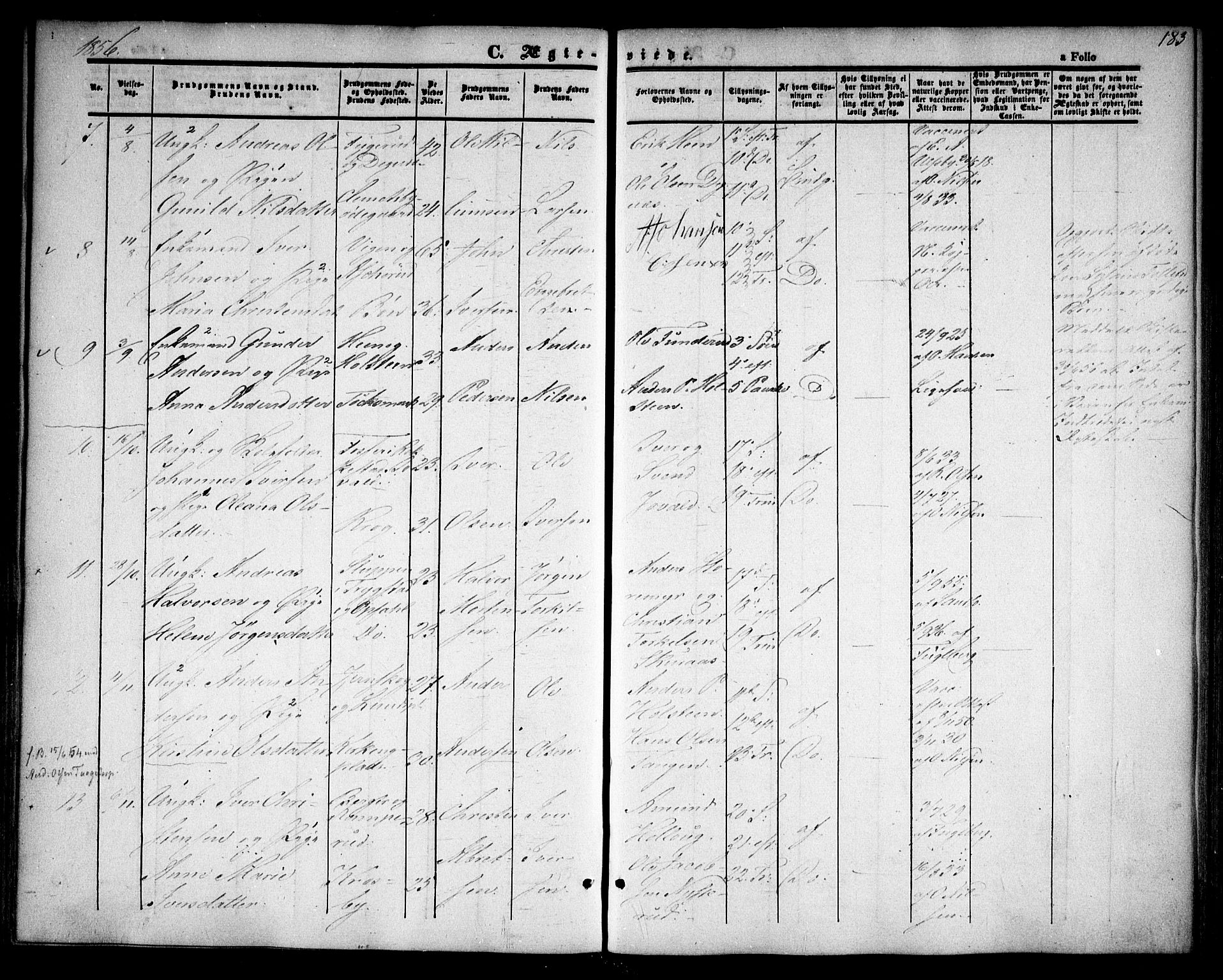 Rødenes prestekontor Kirkebøker, AV/SAO-A-2005/F/Fa/L0006: Parish register (official) no. I 6, 1850-1859, p. 183