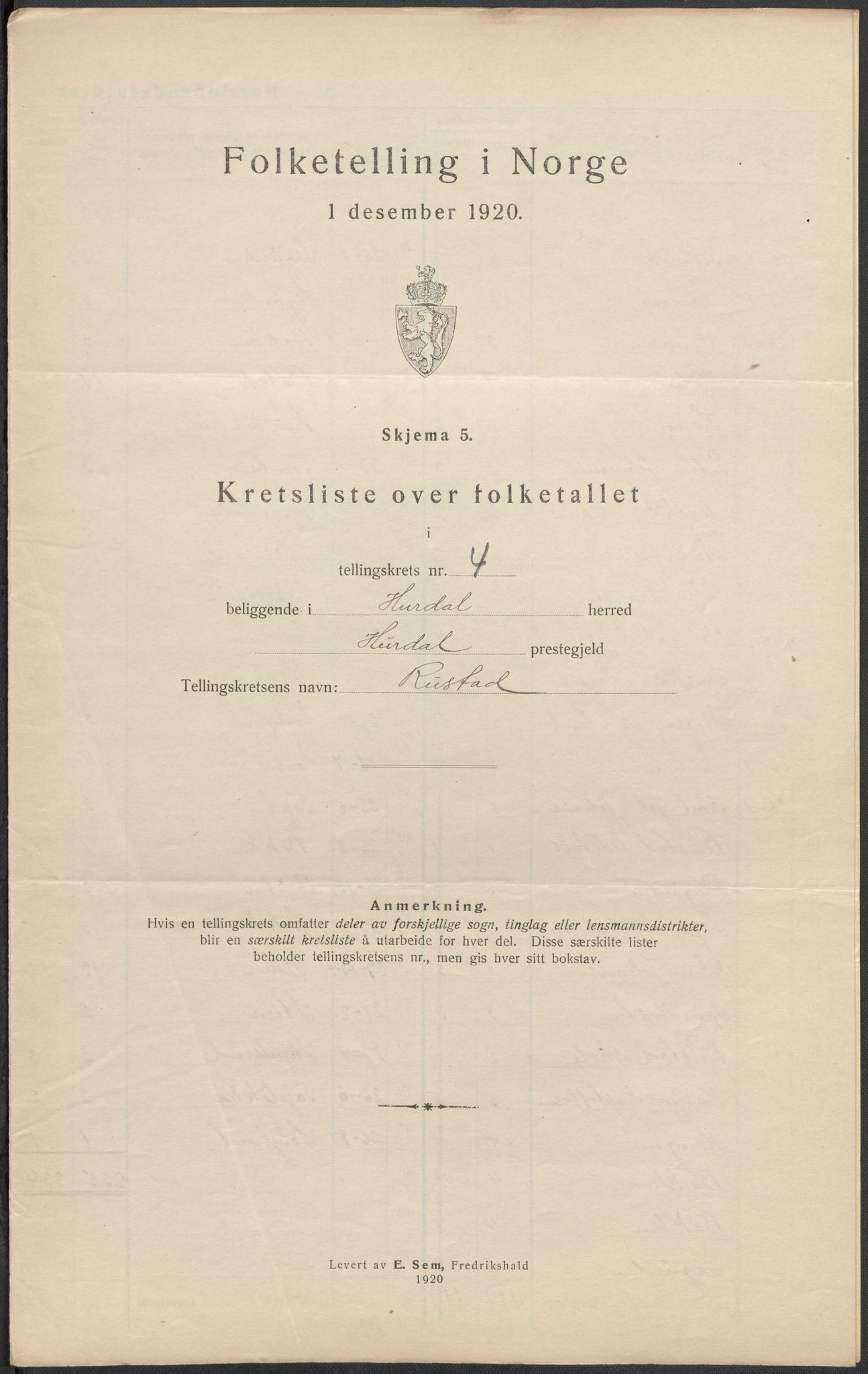 SAO, 1920 census for Hurdal, 1920, p. 14