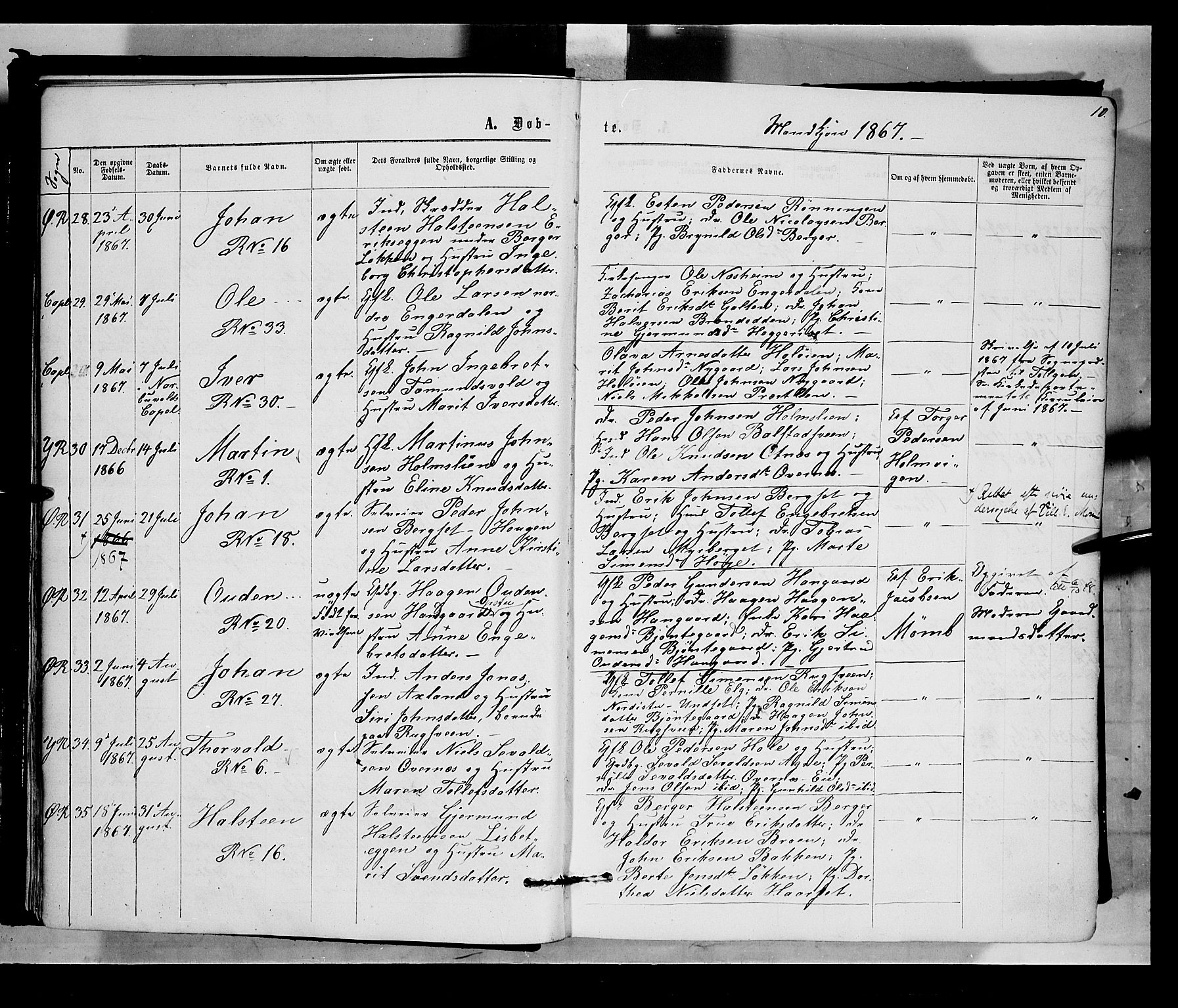 Rendalen prestekontor, AV/SAH-PREST-054/H/Ha/Haa/L0006: Parish register (official) no. 6, 1867-1877, p. 10