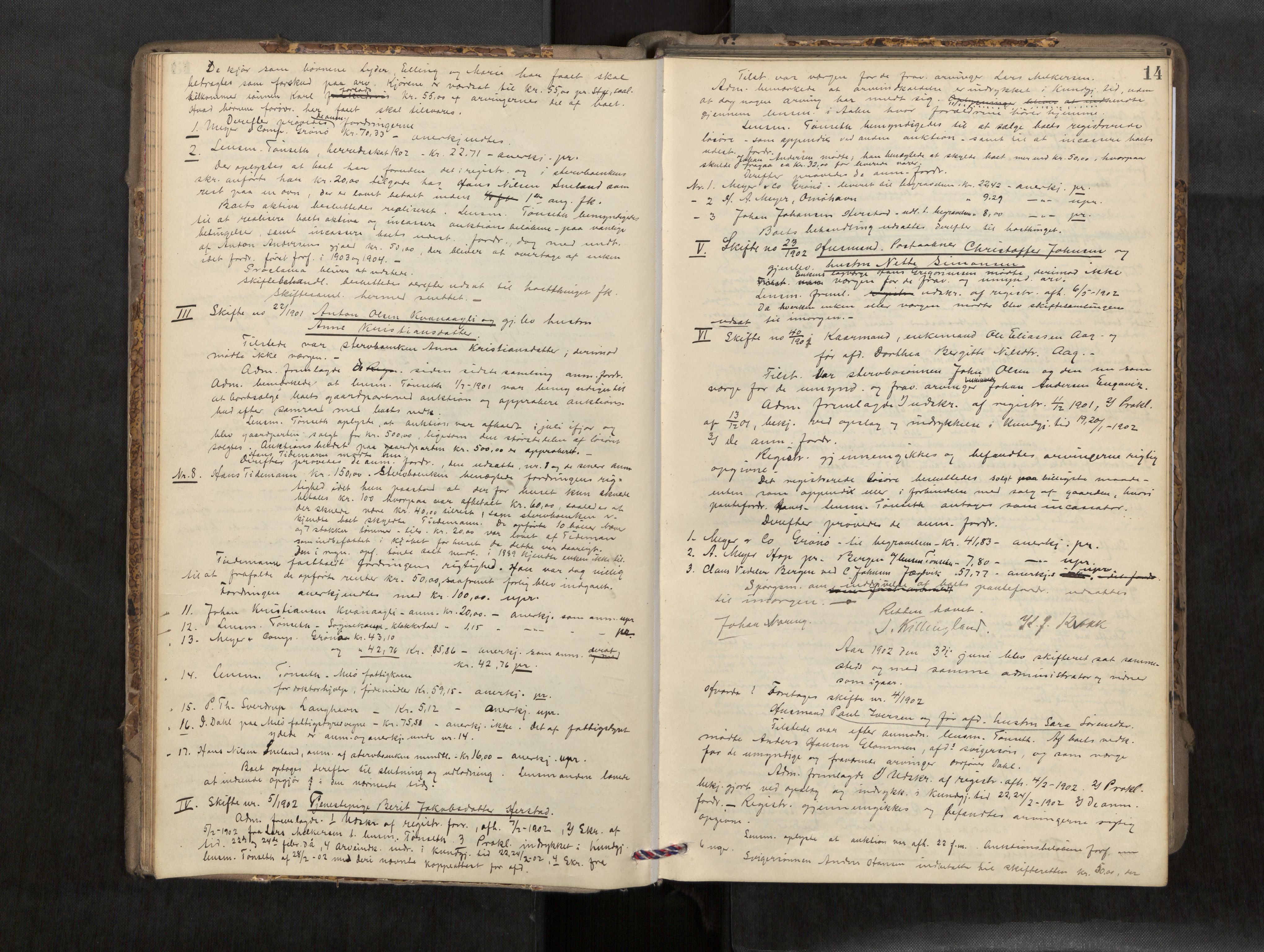 Rana sorenskriveri , AV/SAT-A-1108/1/3/3B/L0007: Skiftebehandlingsprotokoll, 1901-1909, p. 14