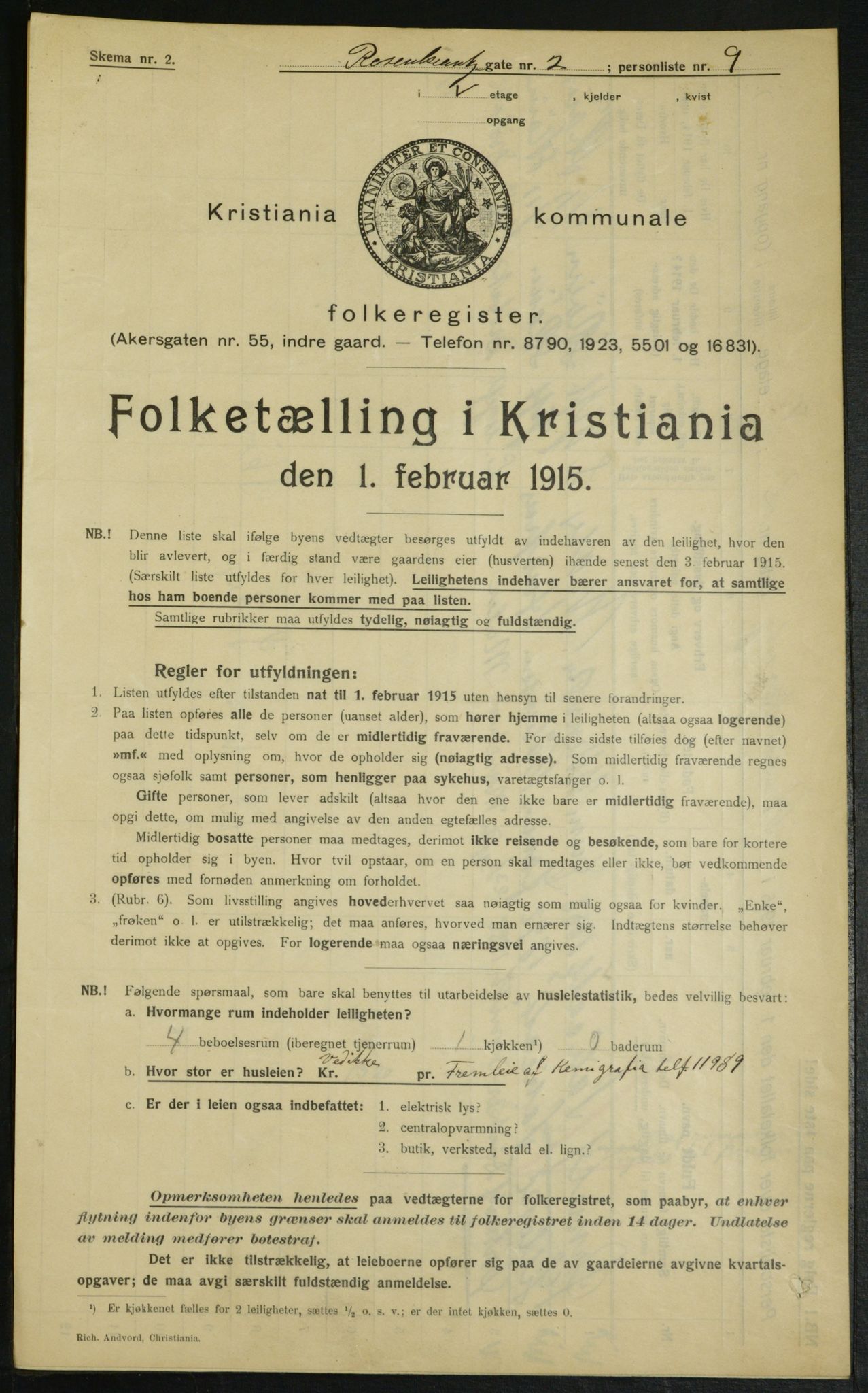 OBA, Municipal Census 1915 for Kristiania, 1915, p. 83509