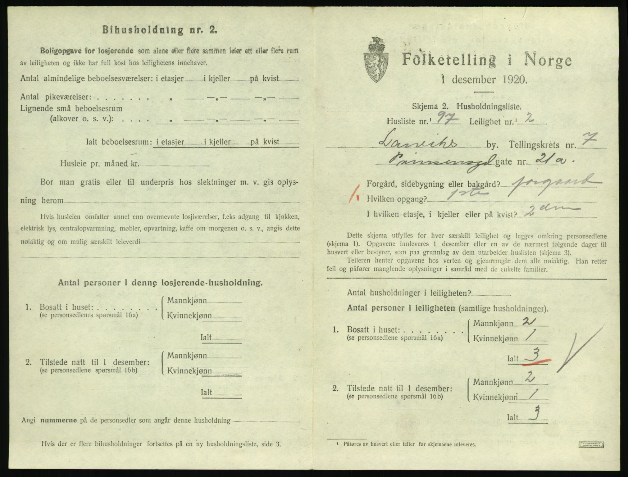 SAKO, 1920 census for Larvik, 1920, p. 6380