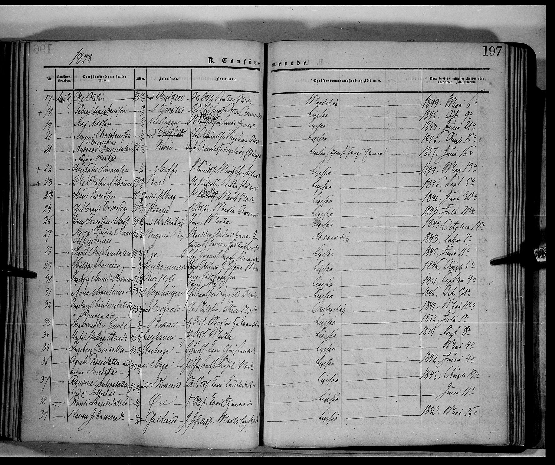 Fåberg prestekontor, AV/SAH-PREST-086/H/Ha/Haa/L0006: Parish register (official) no. 6A, 1855-1867, p. 197