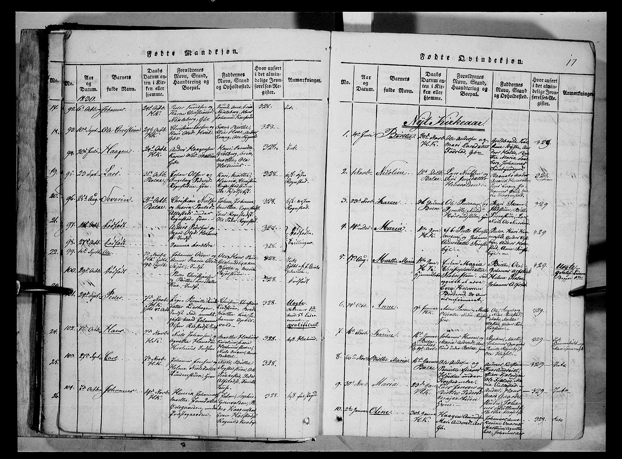 Østre Toten prestekontor, SAH/PREST-104/H/Ha/Haa/L0001: Parish register (official) no. 1, 1828-1839, p. 17
