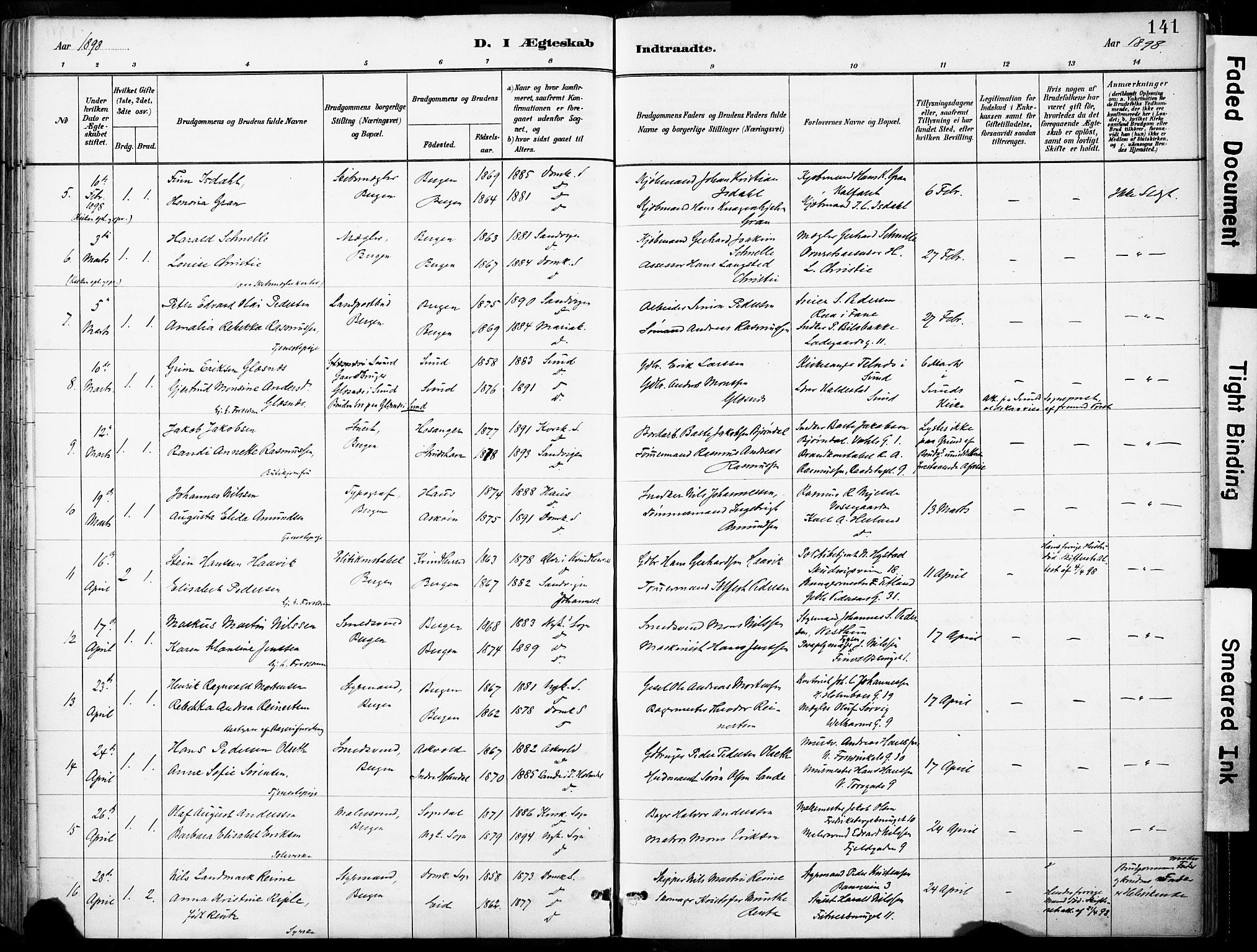 Domkirken sokneprestembete, AV/SAB-A-74801/H/Haa/L0037: Parish register (official) no. D 4, 1880-1907, p. 141