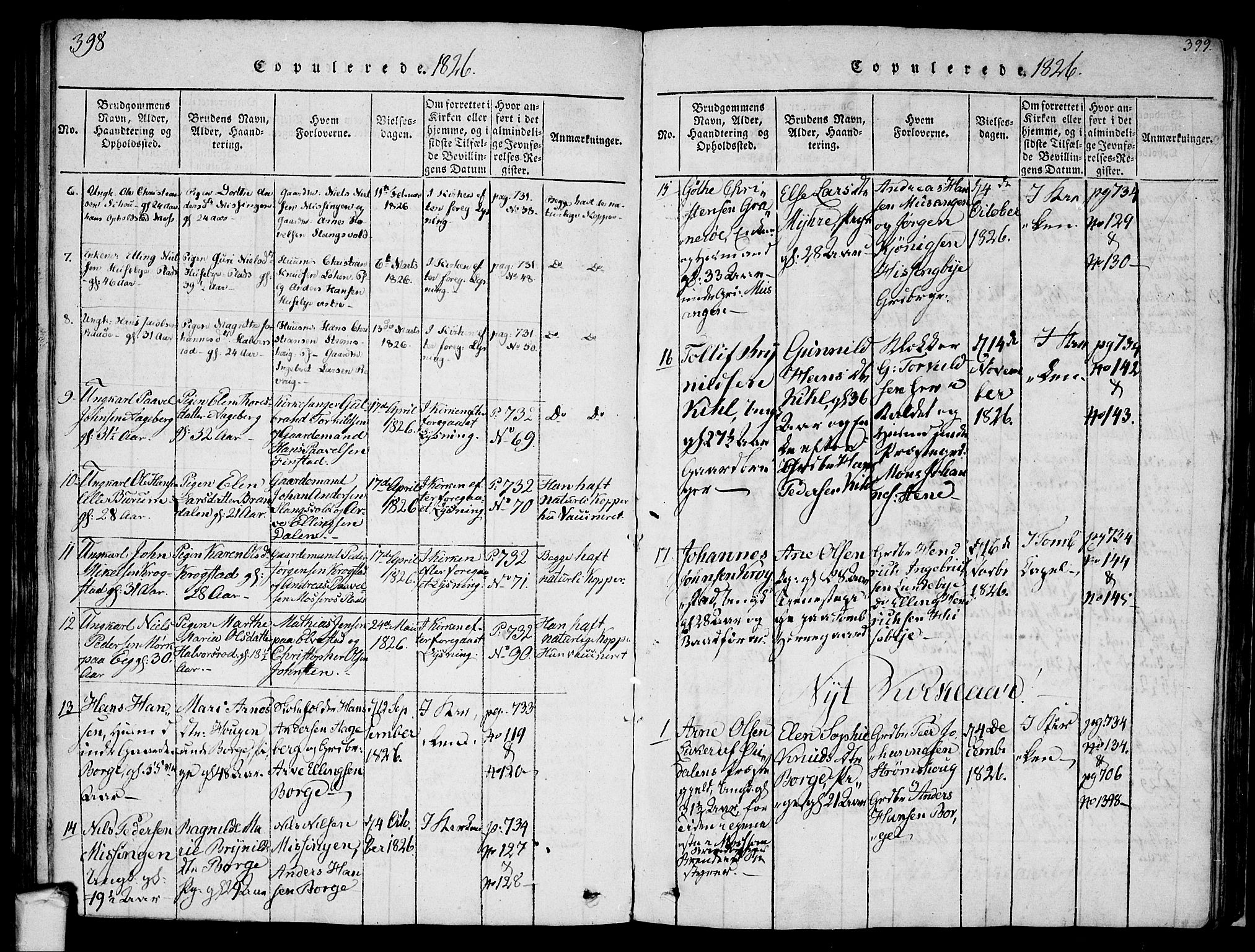 Råde prestekontor kirkebøker, AV/SAO-A-2009/F/Fa/L0004: Parish register (official) no. 4, 1814-1830, p. 398-399